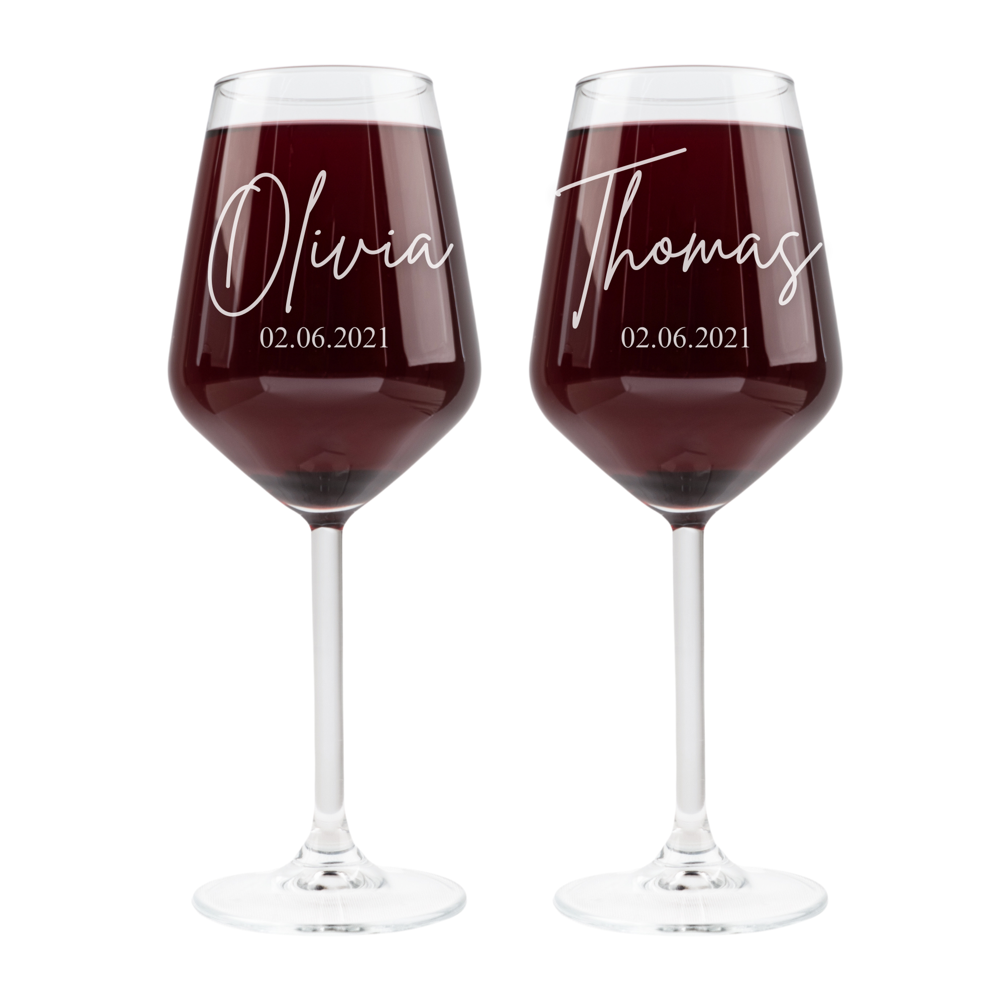 Personalized Wine Glasses - Set Of 2 - Margerie Crystal USA