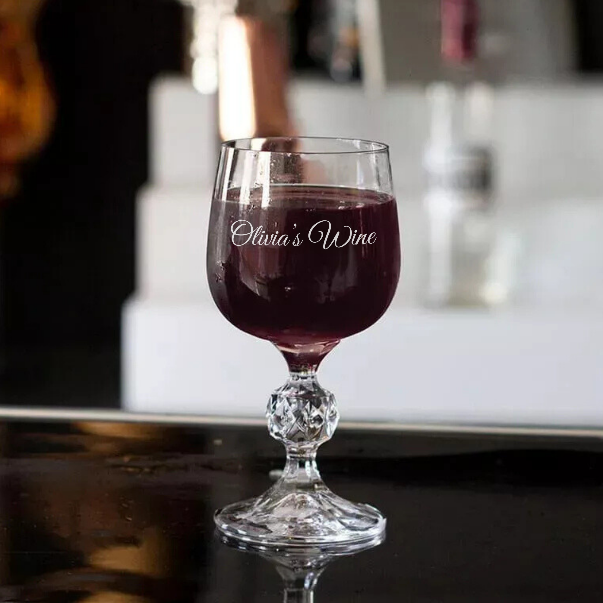 Personalized Crystal Wine Goblet - Set Of 2 - Margerie Crystal USA