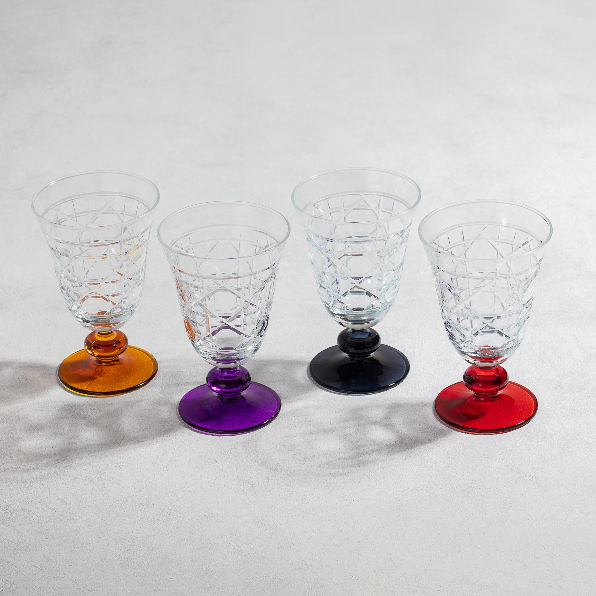 Gloria Hybrid Cut Crystal Wine Goblet - Set Of 2 - Margerie Crystal USA