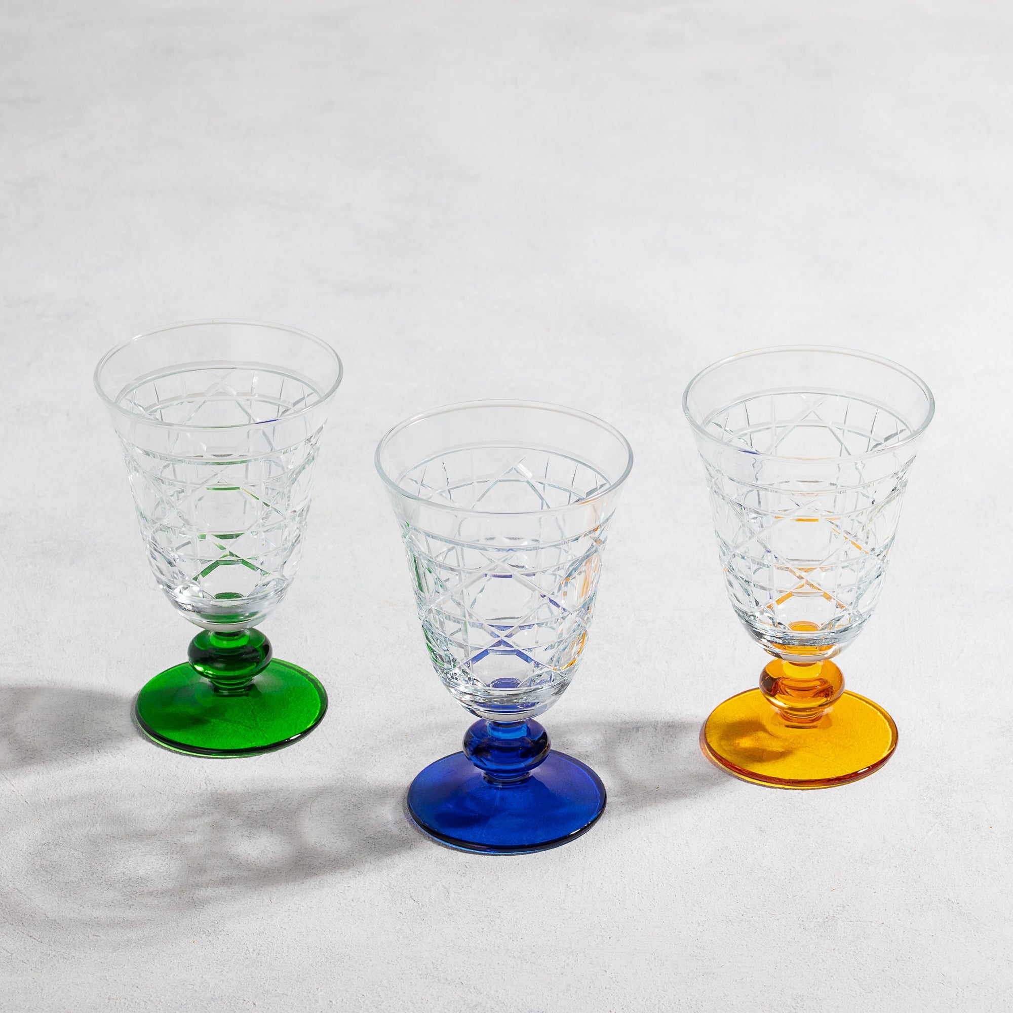 Gloria Hybrid Cut Crystal Wine Goblet - Set Of 2 - Margerie Crystal USA