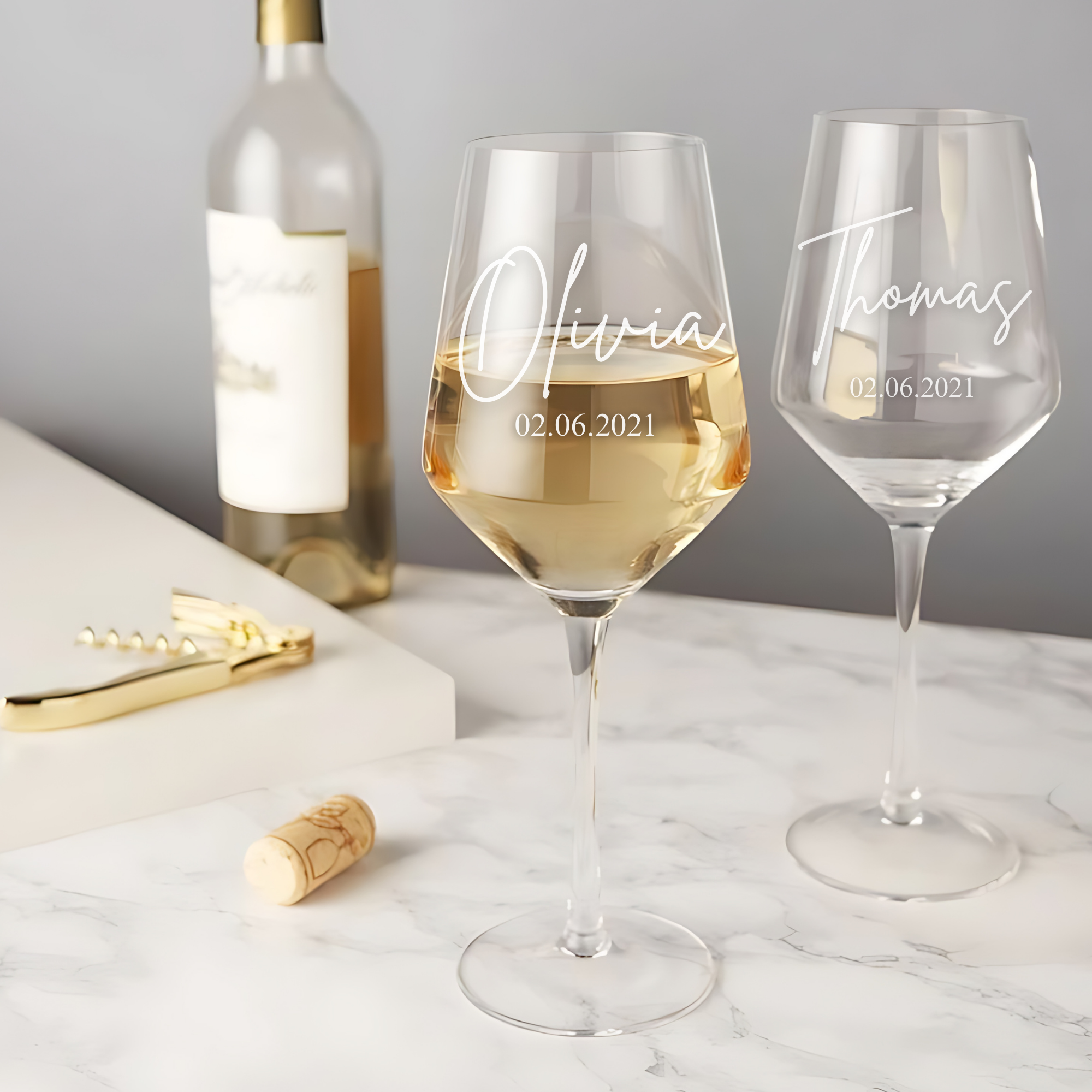 Personalized Wine Glasses - Set Of 2 - Margerie Crystal USA