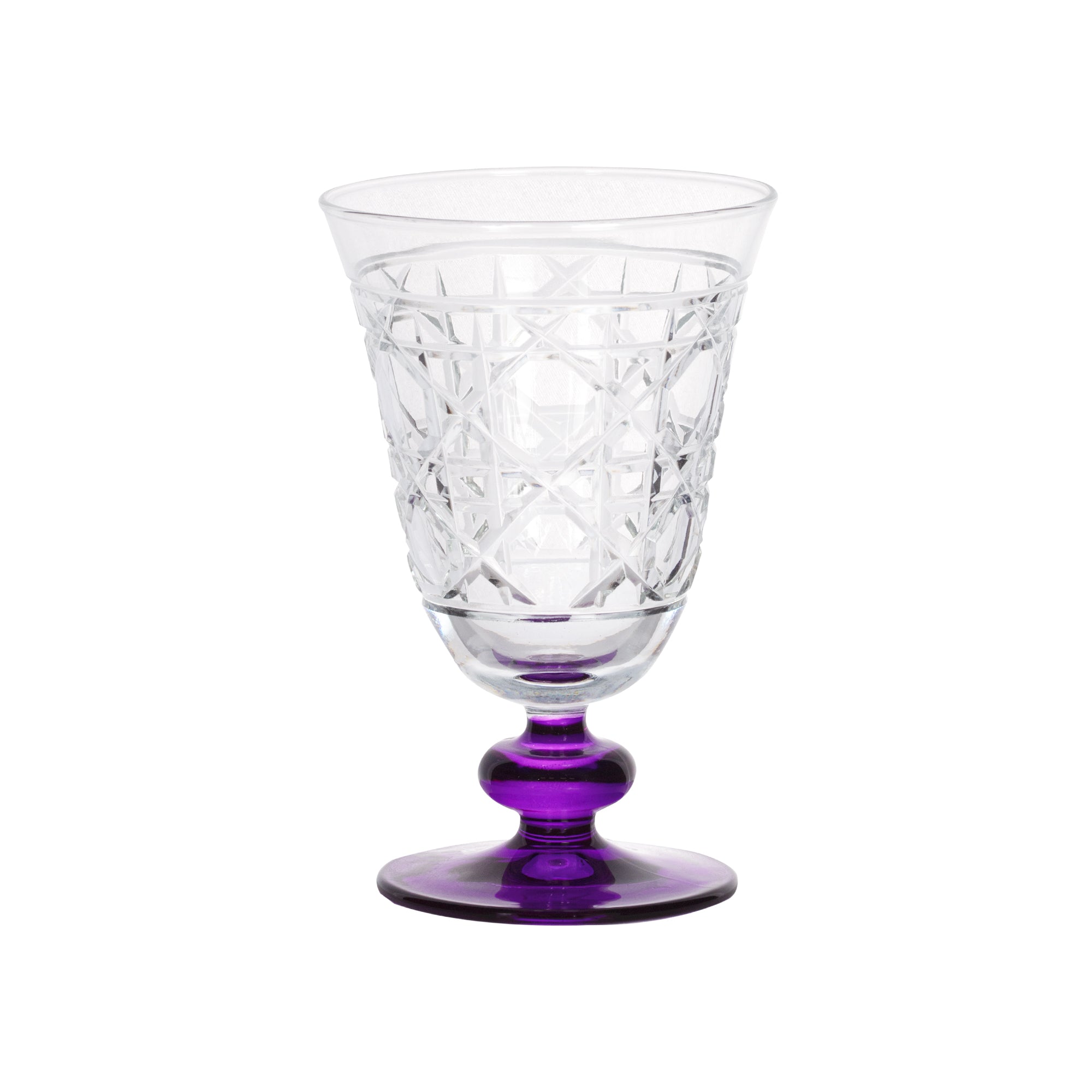 Gloria Hybrid Cut Crystal Wine Goblet - Set Of 2 - Margerie Crystal USA