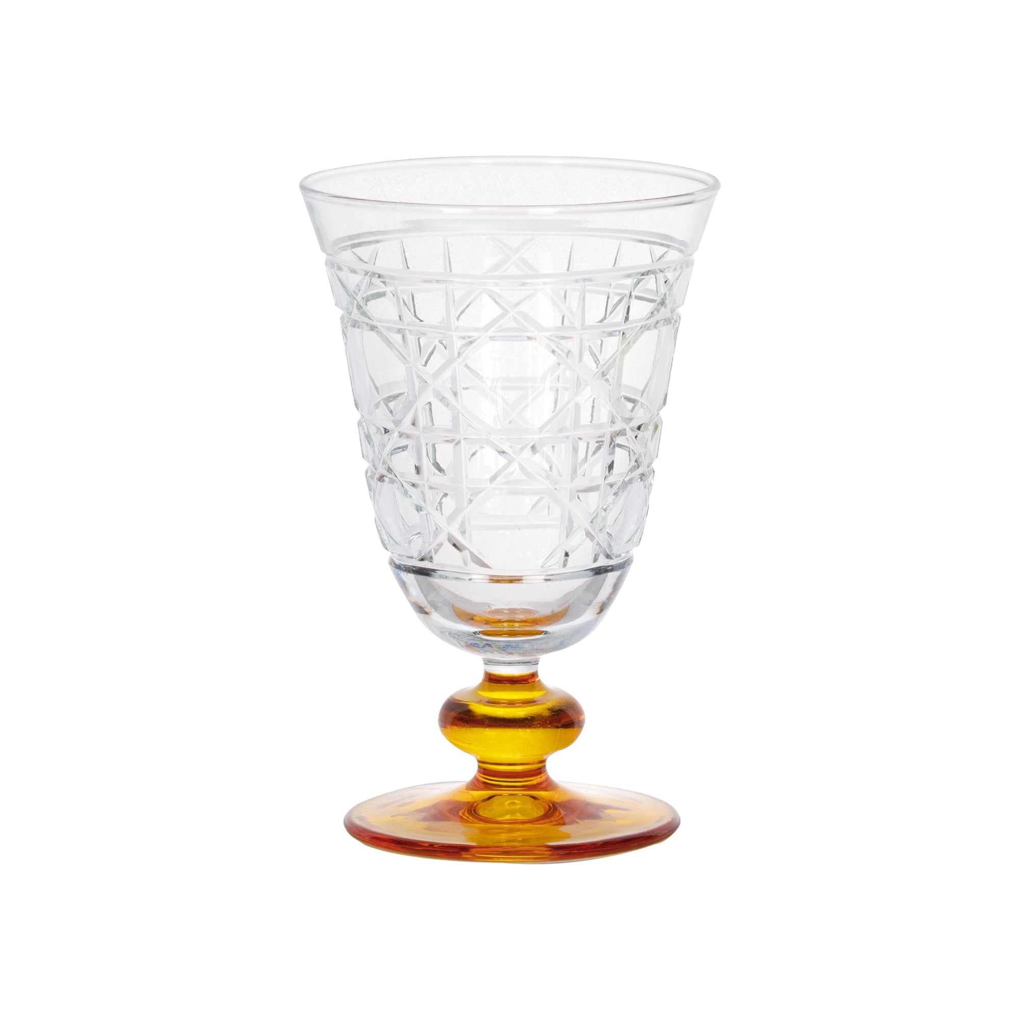 Gloria Hybrid Cut Crystal Wine Goblet - Set Of 2 - Margerie Crystal USA