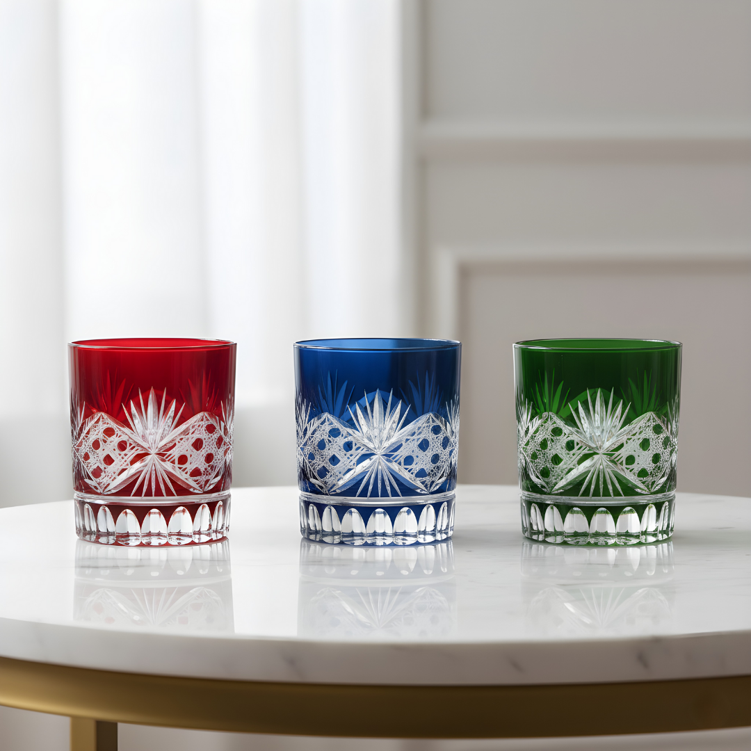 Victorian Cut Double Old Fashioned Glasses - Set Of 2 - Margerie Crystal USA