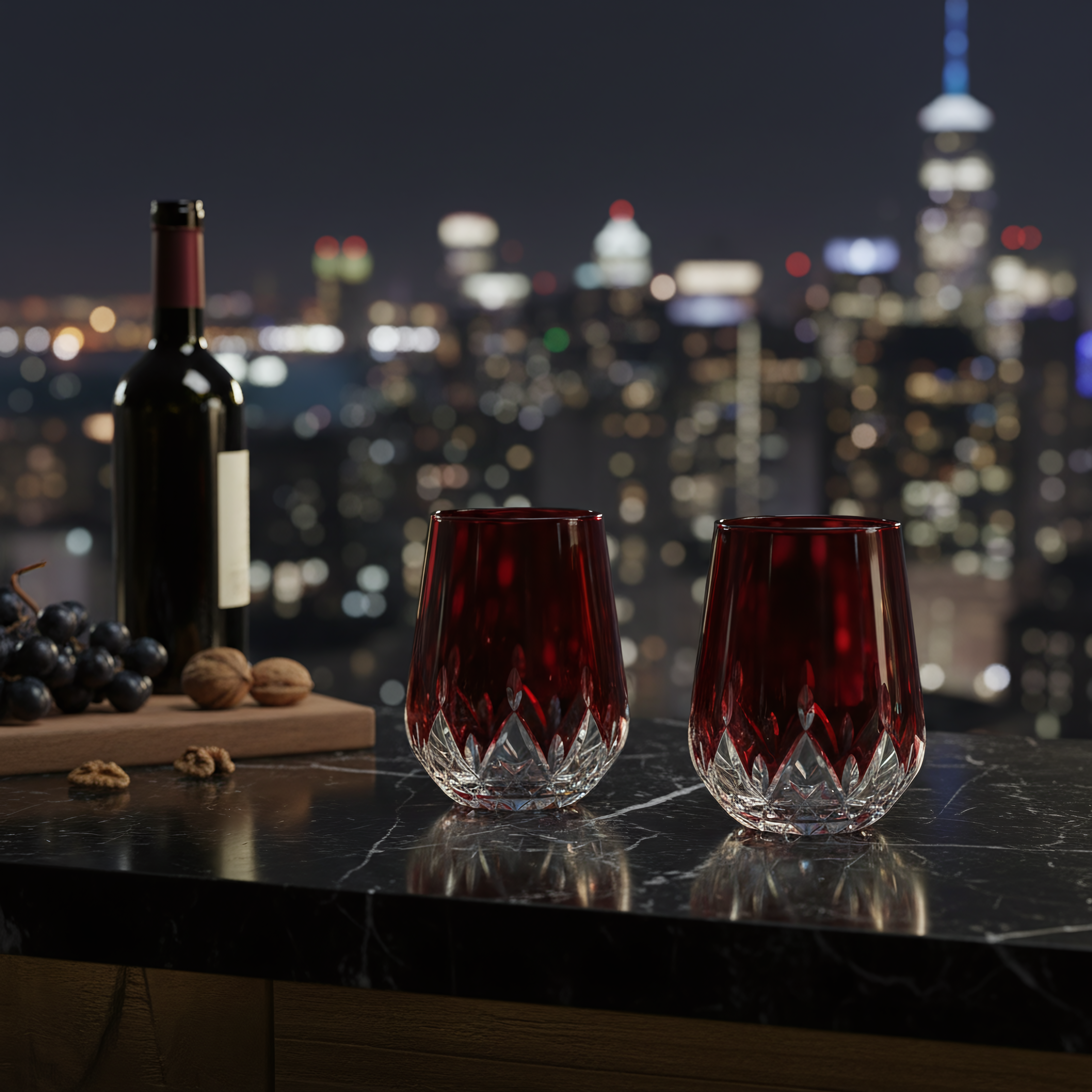 Aria Stemless Wine Glass - Set Of 2 - Margerie Crystal USA
