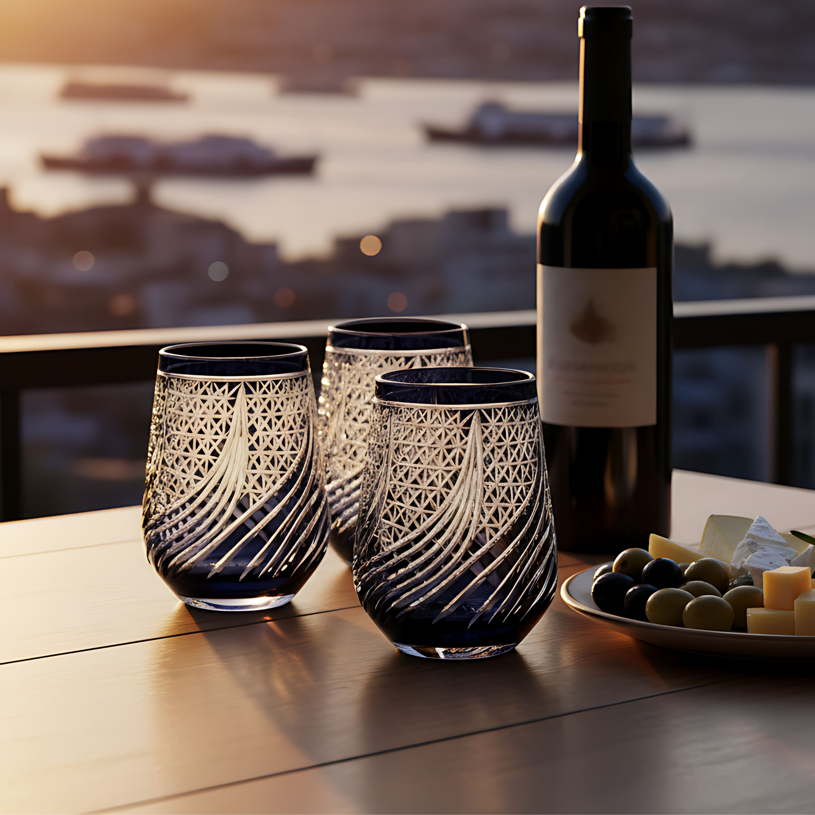 Aurora Stemless Wine Glass - Set Of 2 - Margerie Crystal USA