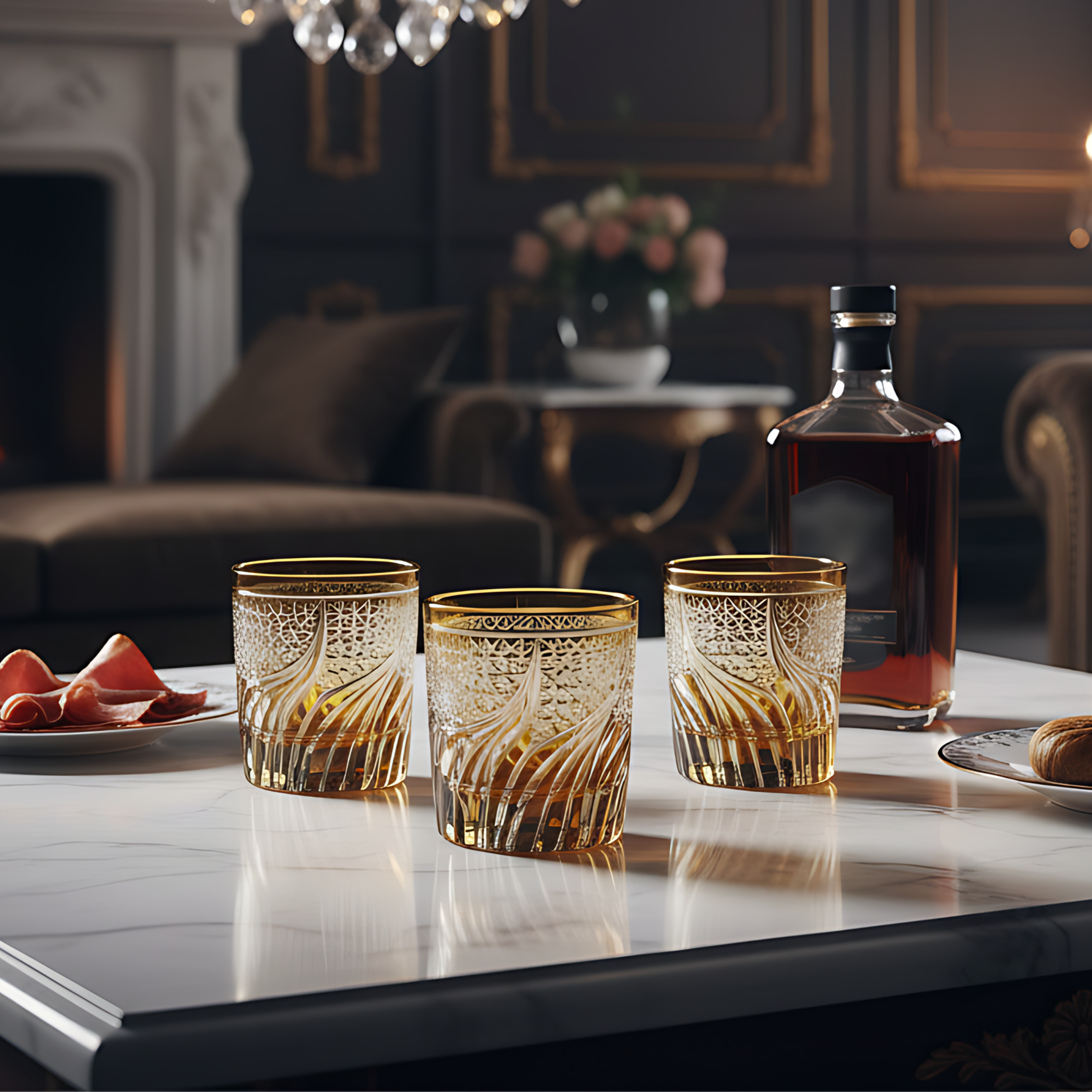 Aurora Old Fashioned Whiskey Glass - Set Of 2 - Margerie Crystal USA