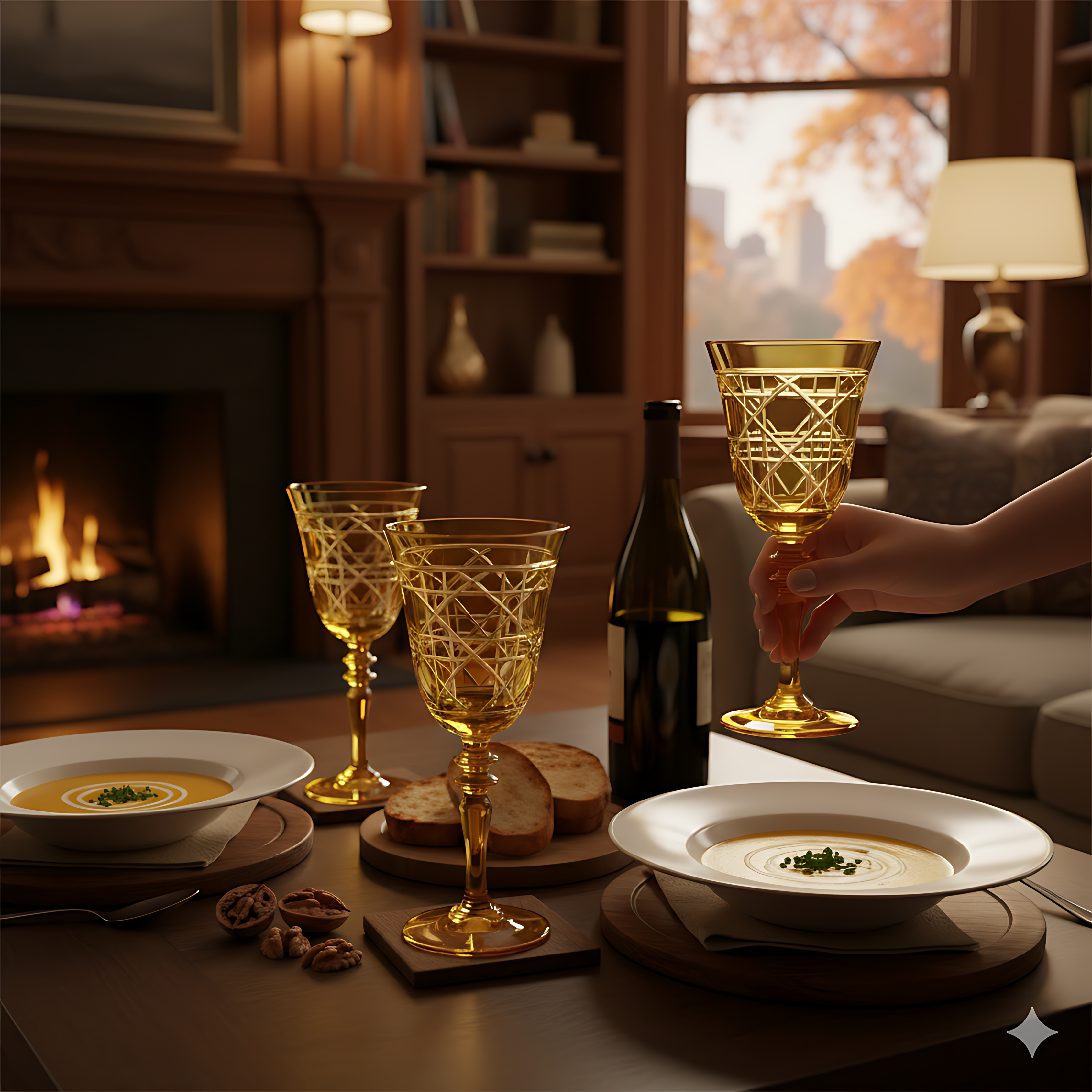 Gloria Cut Crystal Wine Glasses - Set Of 2 - Margerie Crystal USA