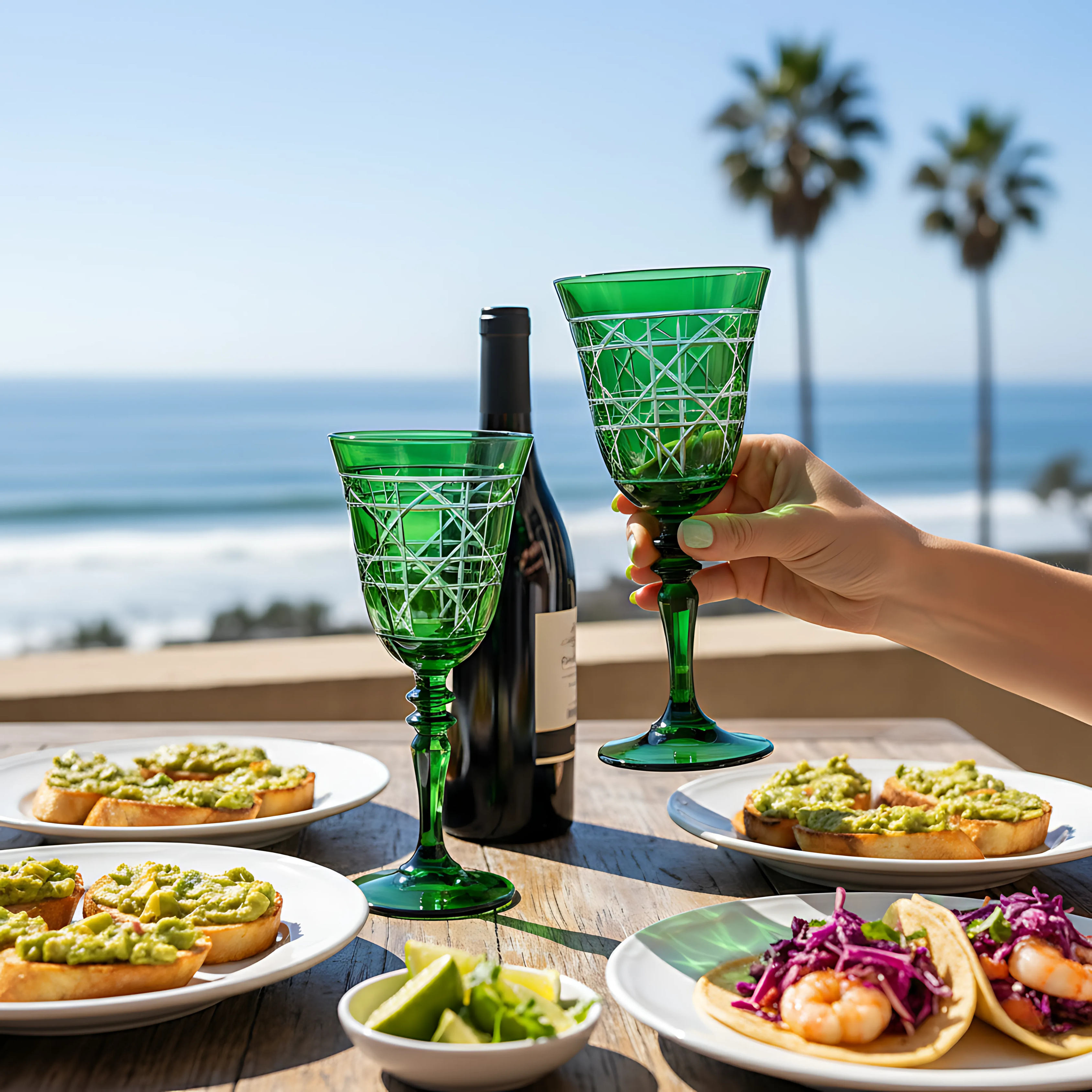 Gloria Cut Crystal Wine Glasses - Set Of 2 - Margerie Crystal USA