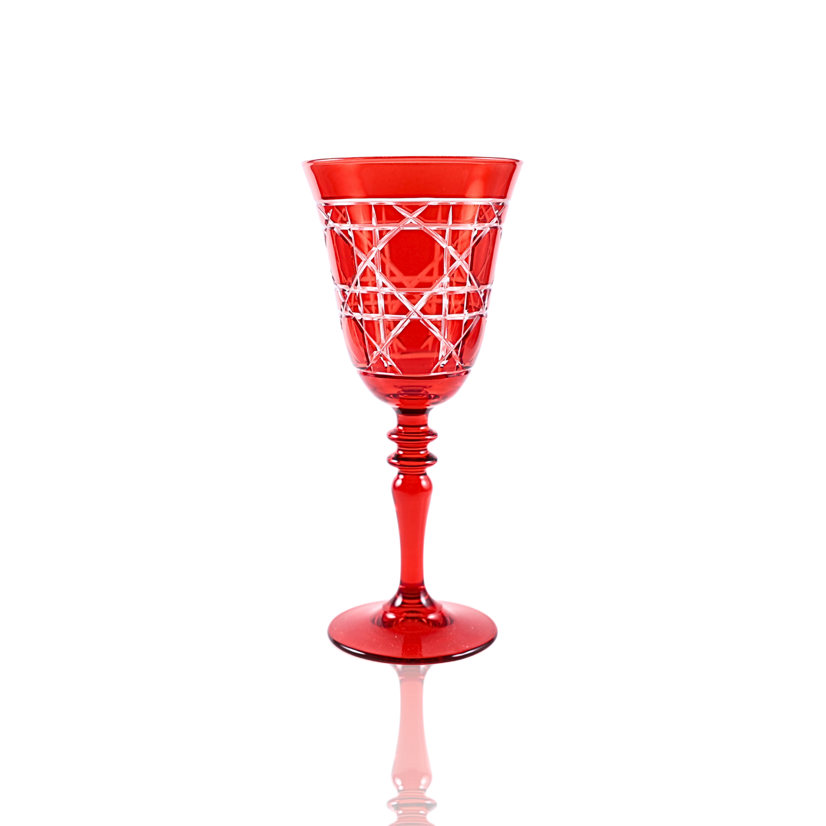 Gloria Cut Crystal Wine Glasses - Set Of 2 - Margerie Crystal USA