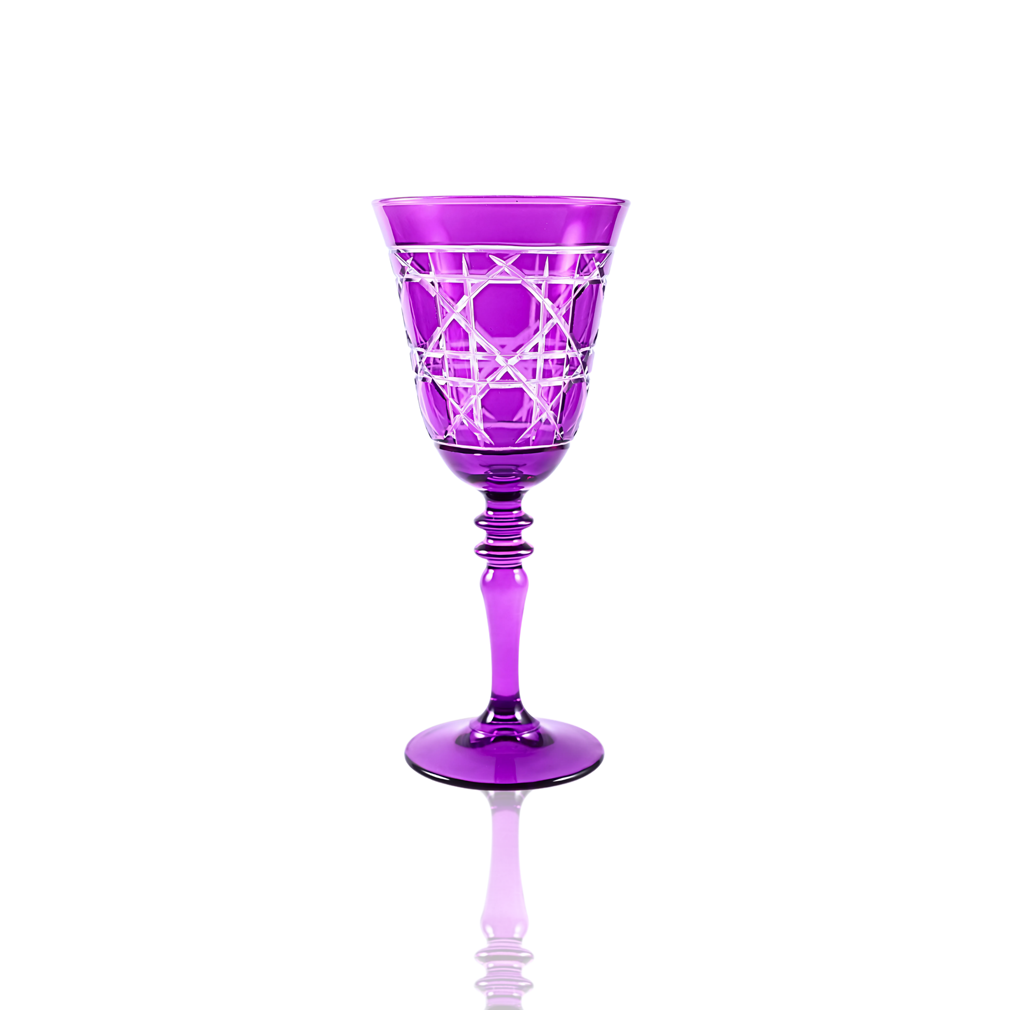 Gloria Cut Crystal Wine Glasses - Set Of 2 - Margerie Crystal USA