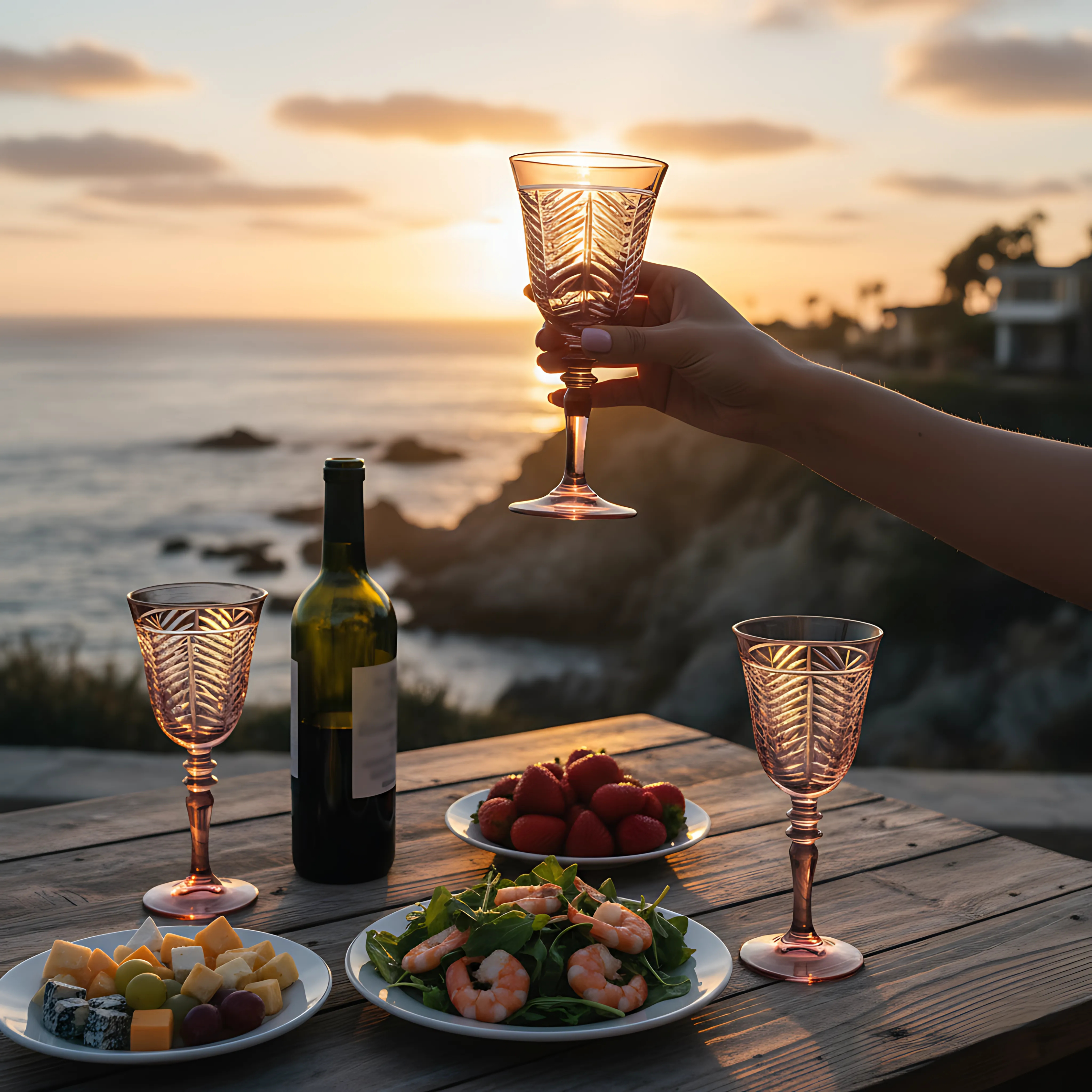 Lanza Cut Crystal Wine Glasses - Set Of 2 - Margerie Crystal USA