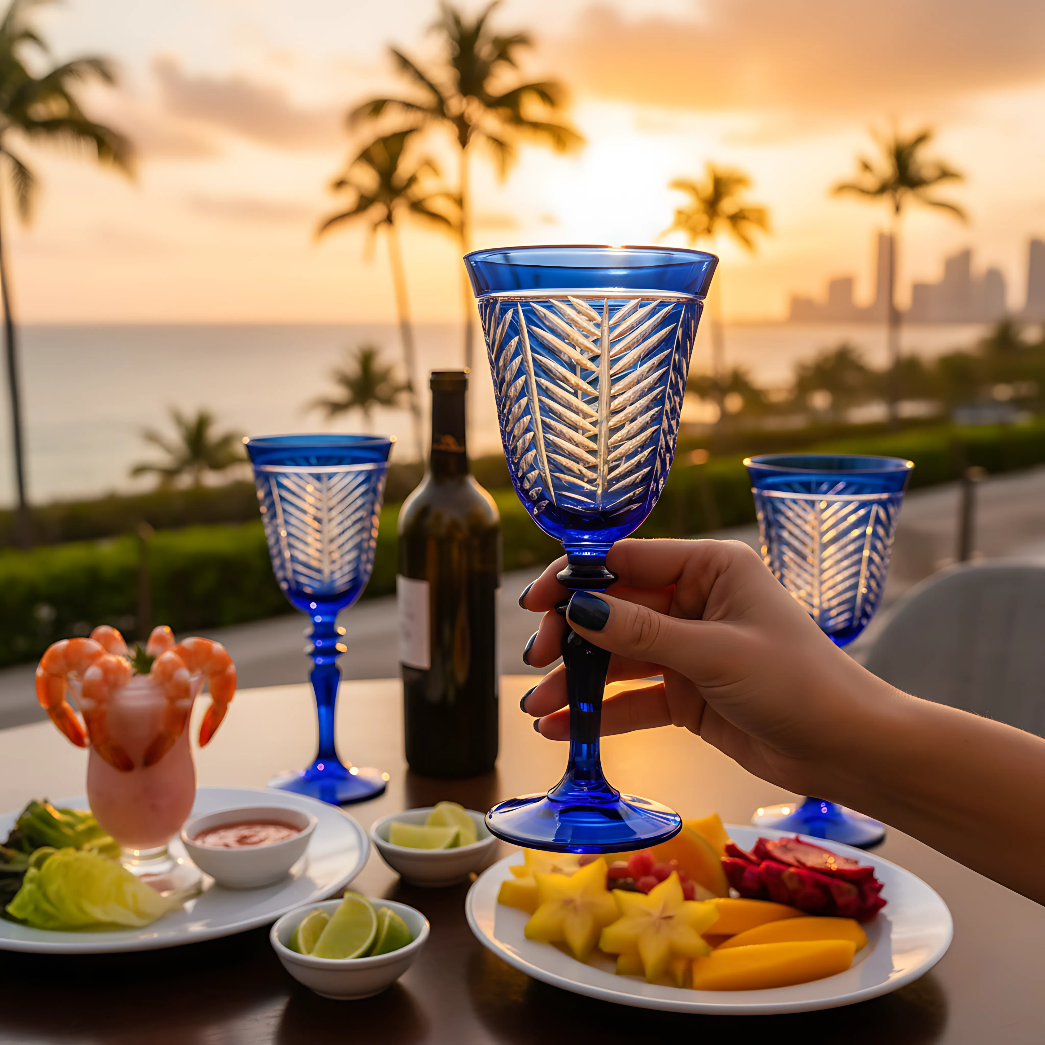 Lanza Cut Crystal Wine Glasses - Set Of 2 - Margerie Crystal USA