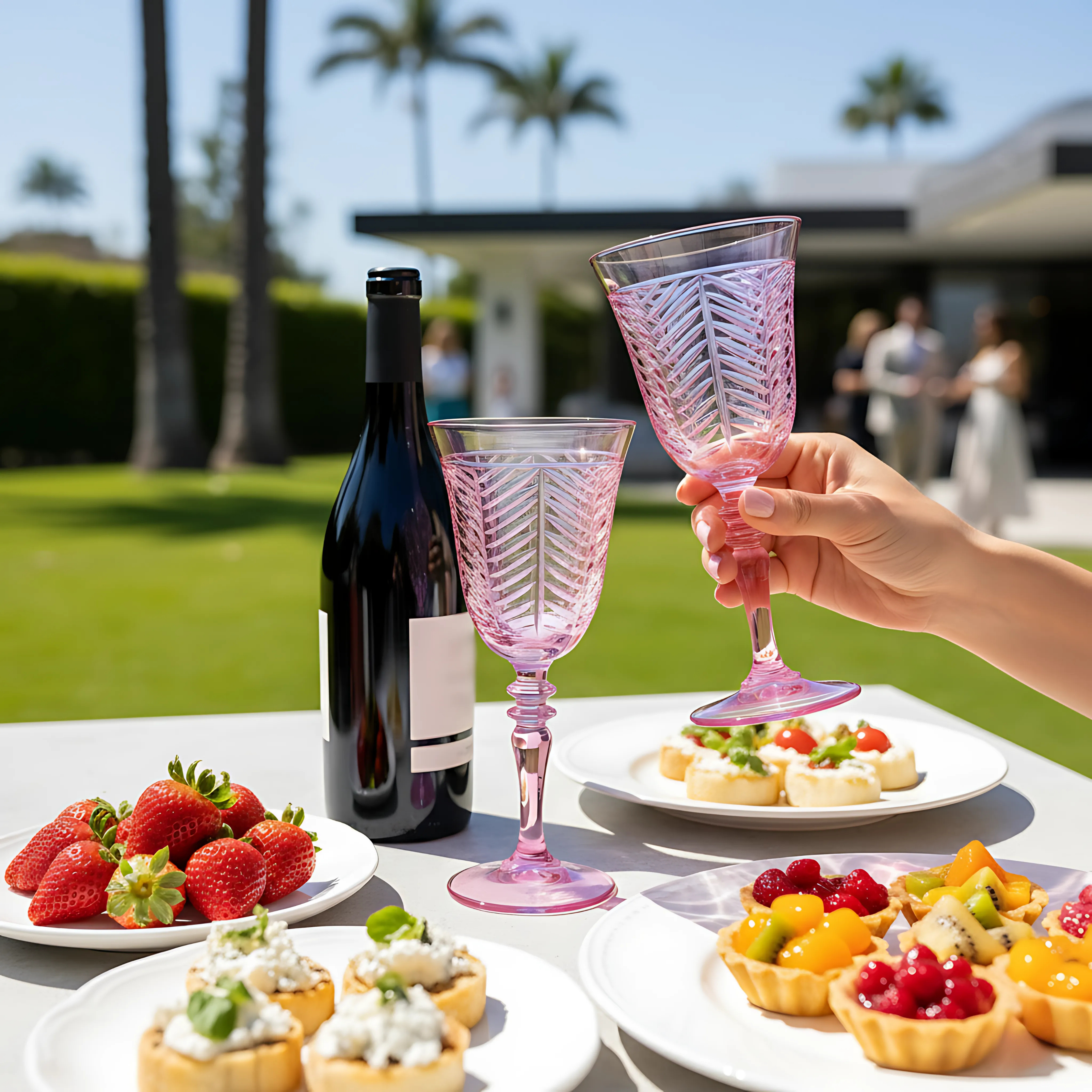 Lanza Cut Crystal Wine Glasses - Set Of 2 - Margerie Crystal USA