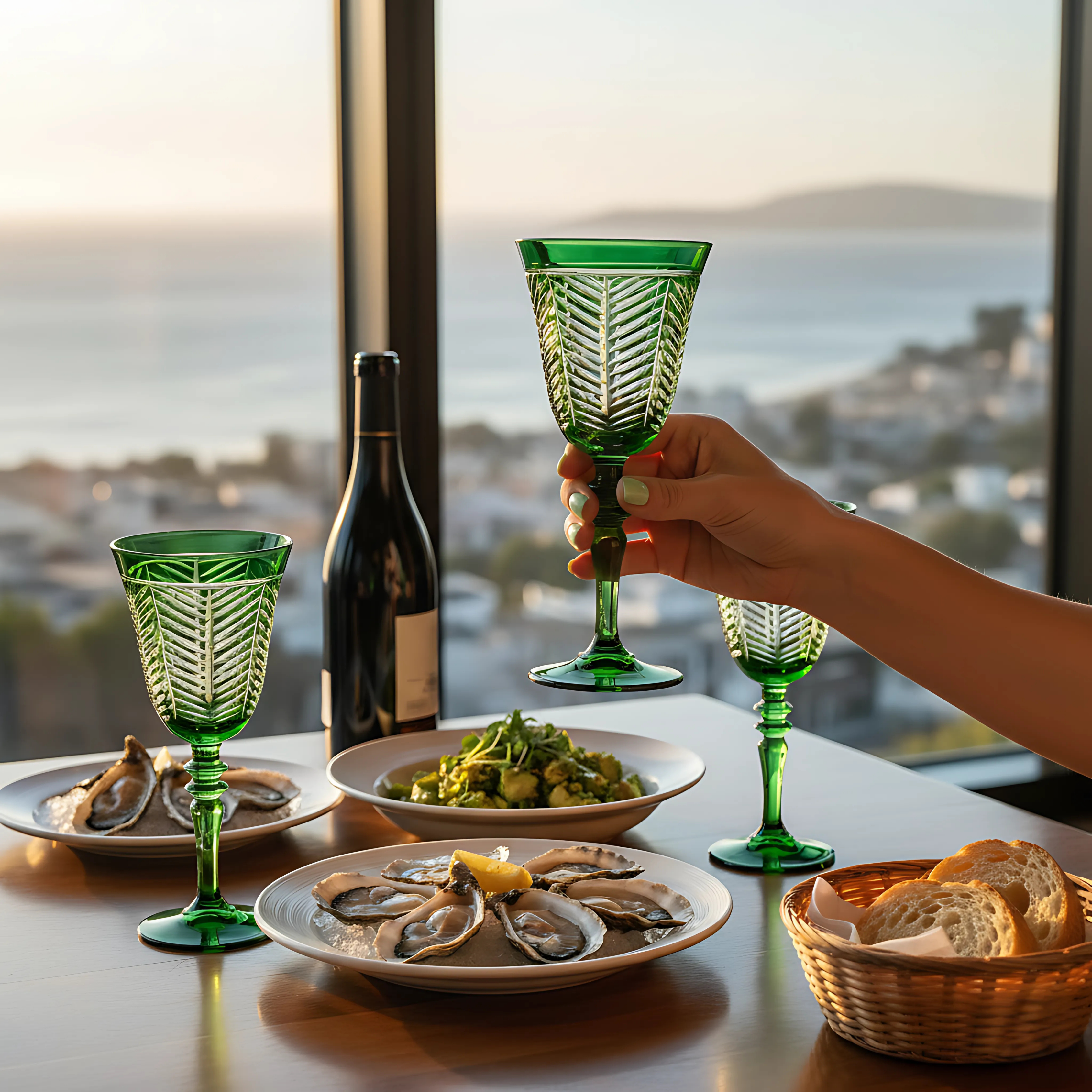 Lanza Cut Crystal Wine Glasses - Set Of 2 - Margerie Crystal USA