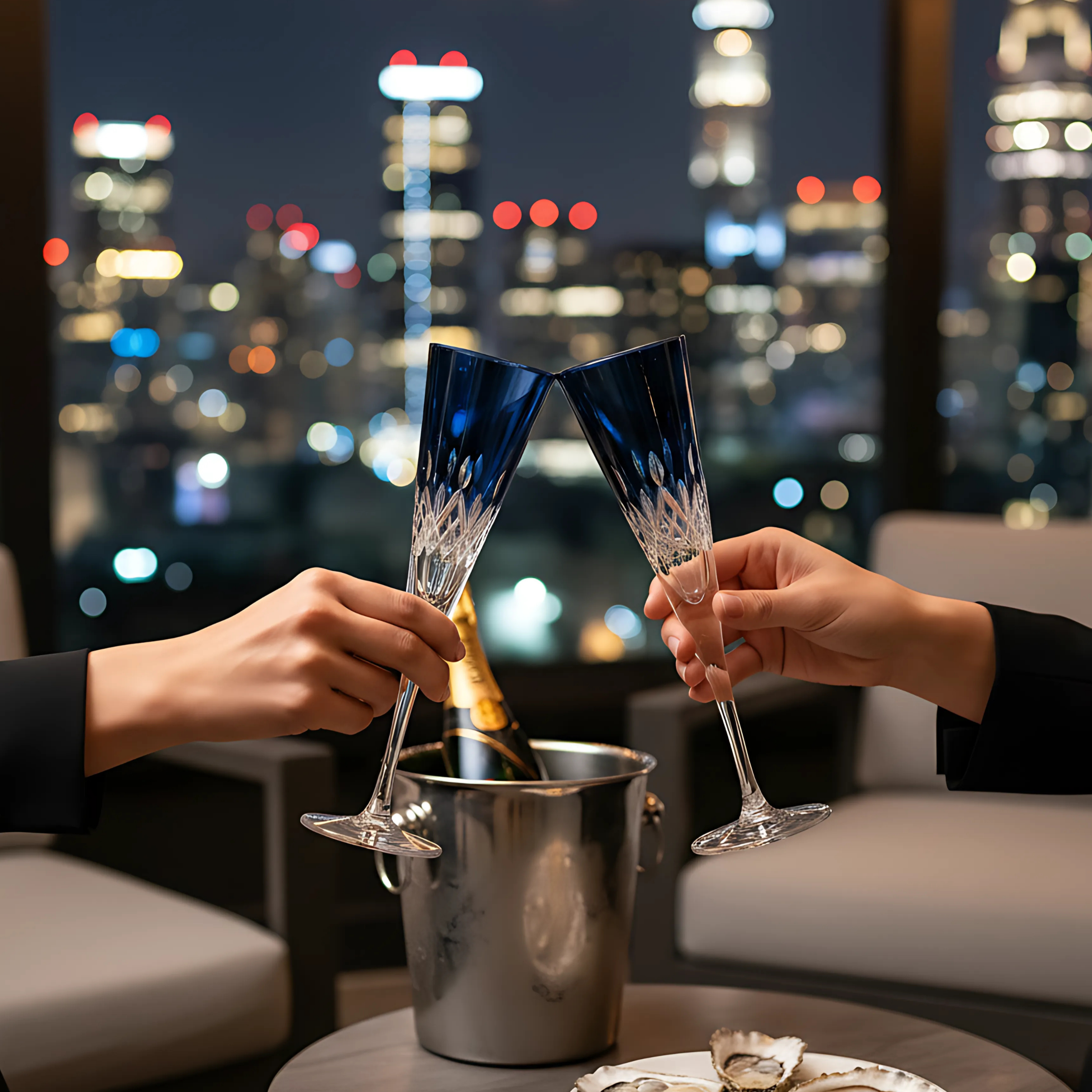 Aria Champagne Flute - Set Of 2 - Margerie Crystal USA