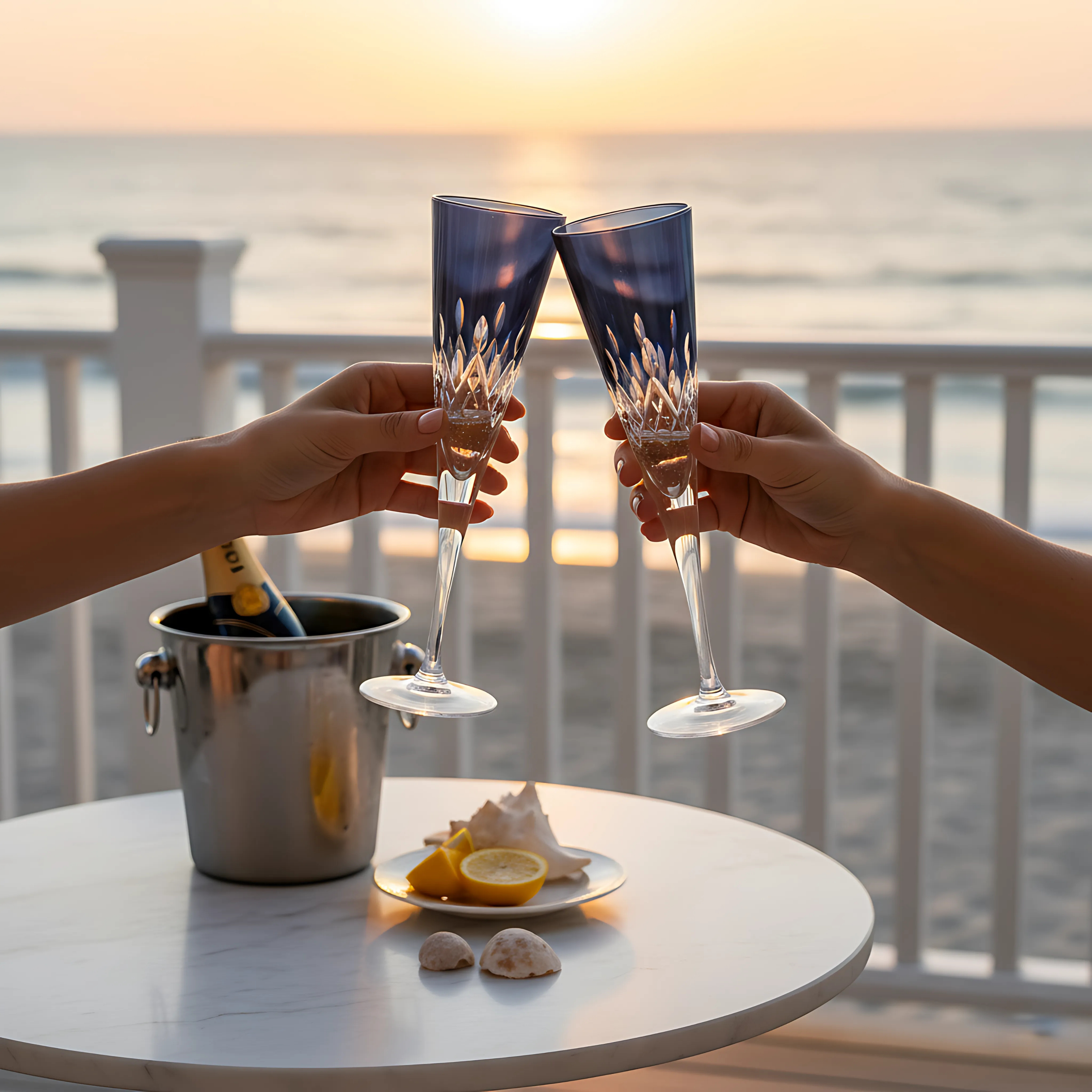 Aria Champagne Flute - Set Of 2 - Margerie Crystal USA