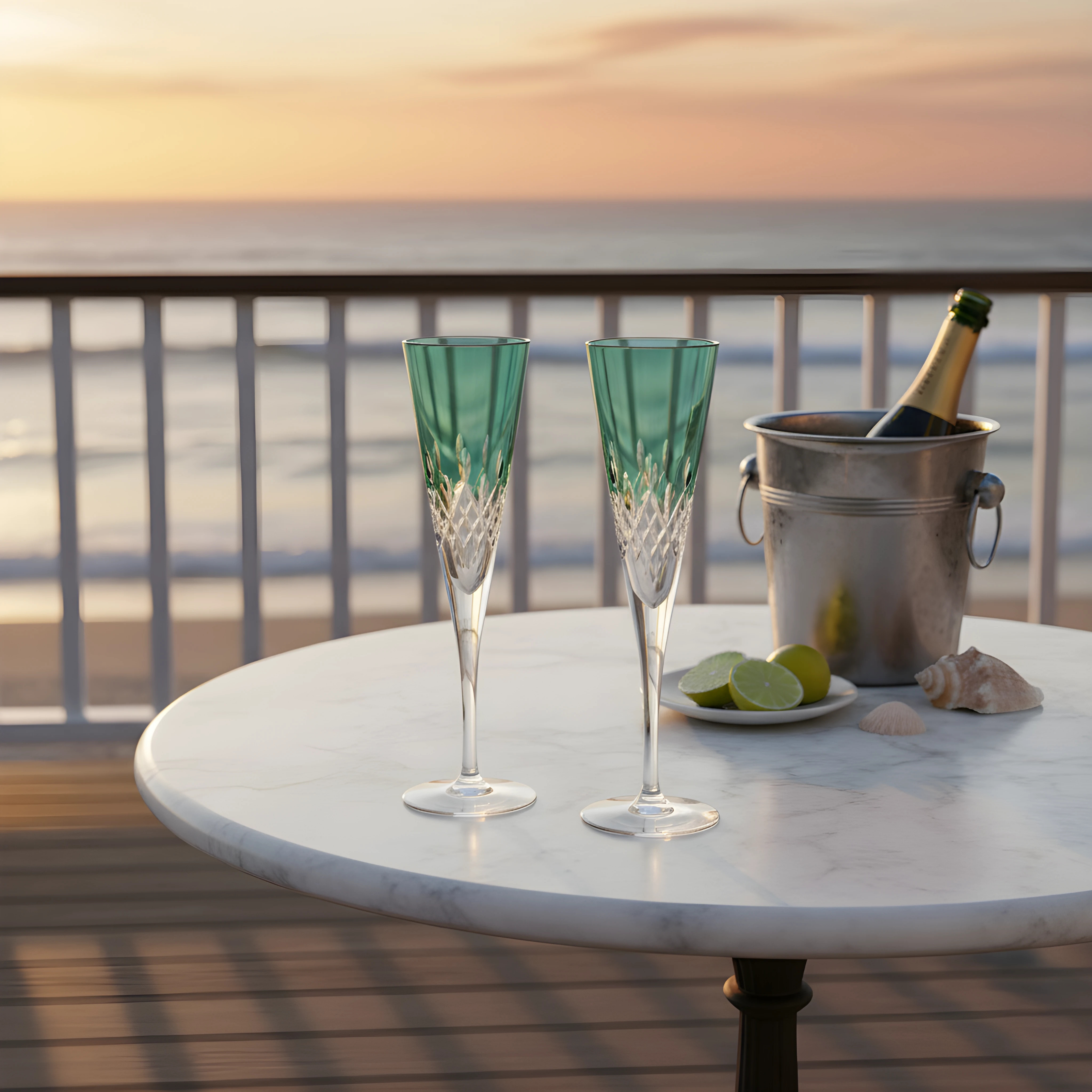 Aria Champagne Flute - Set Of 2 - Margerie Crystal USA