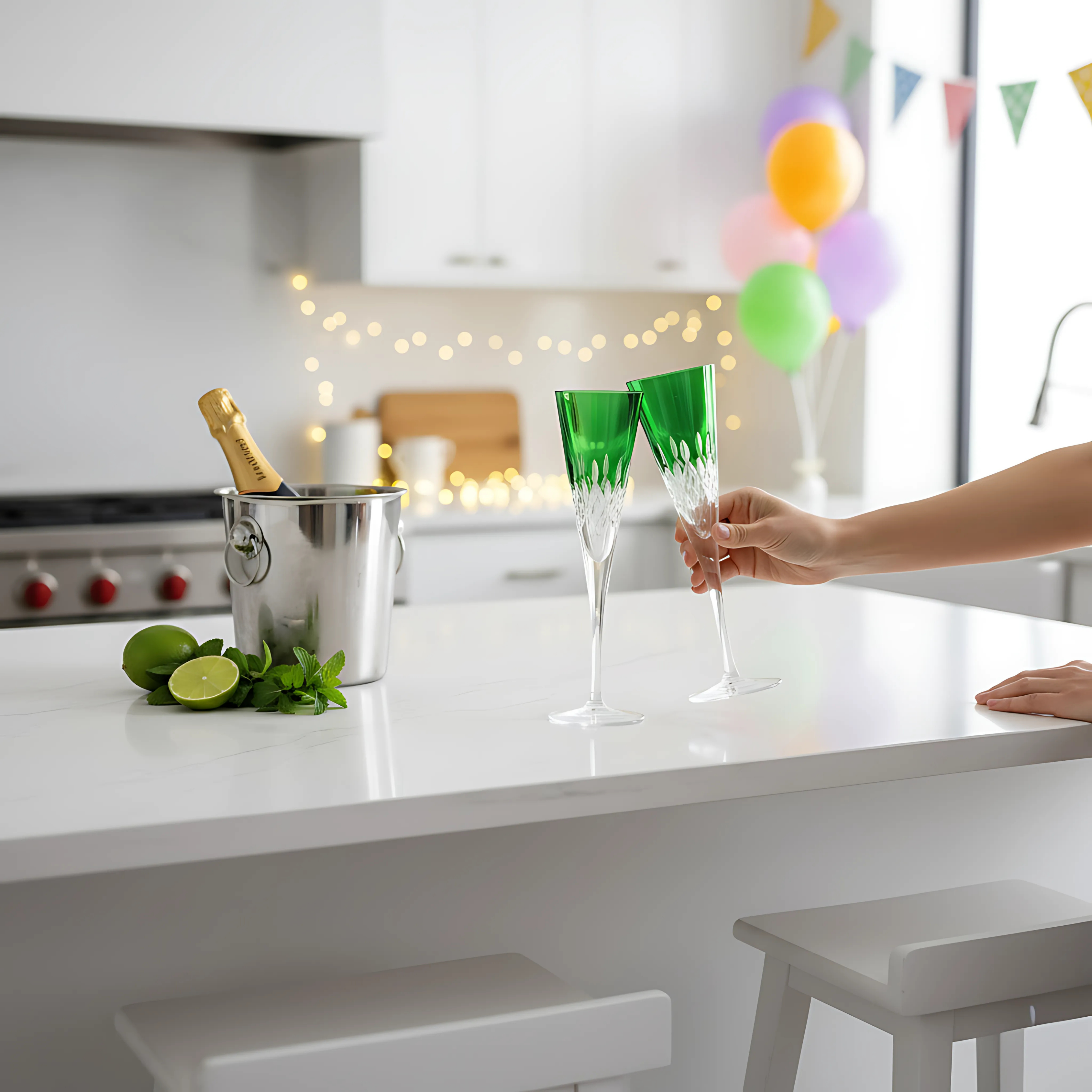 Aria Champagne Flute - Set Of 2 - Margerie Crystal USA