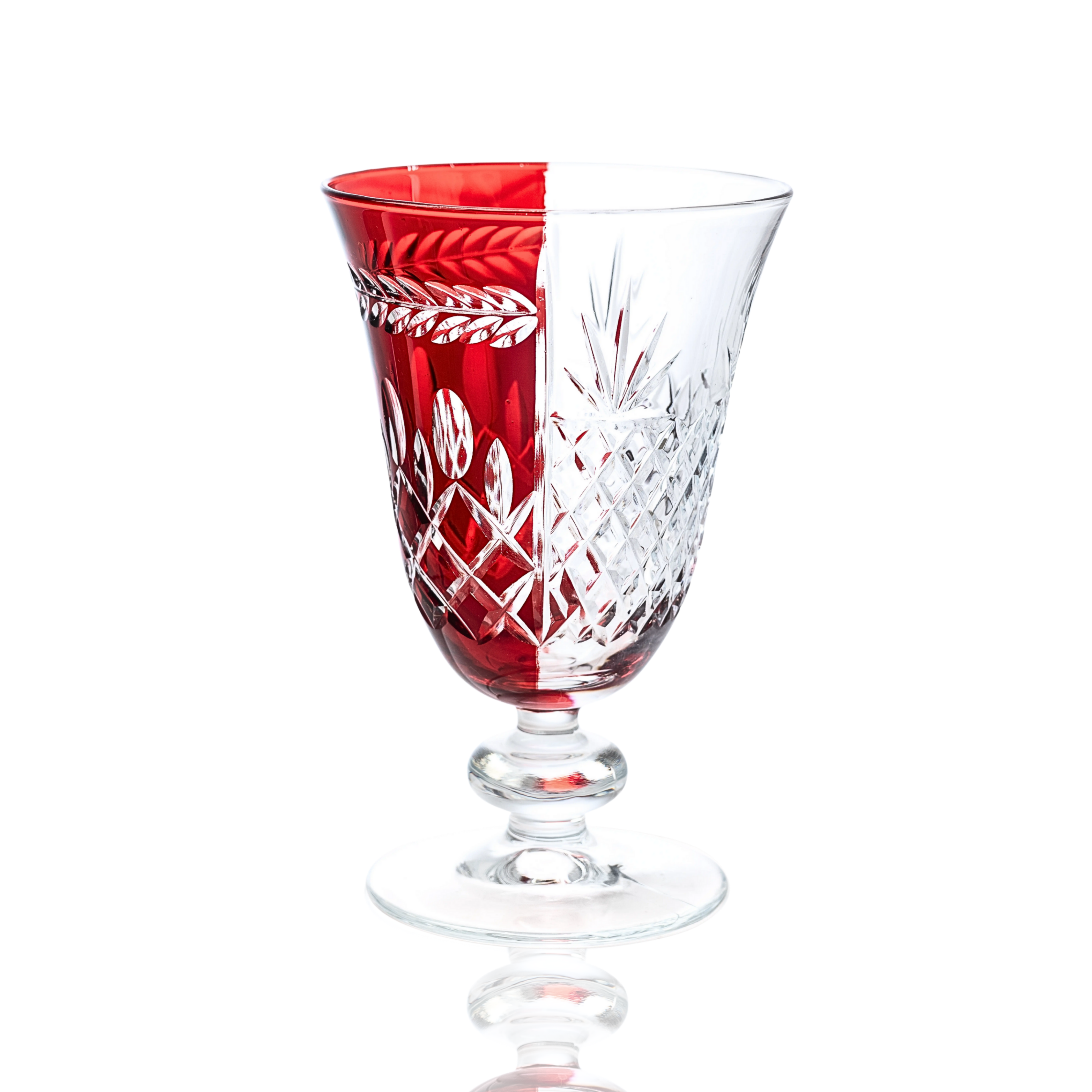 Aurel Hybrid Cut Crystal Wine Goblet - Set Of 2 - Margerie Crystal USA