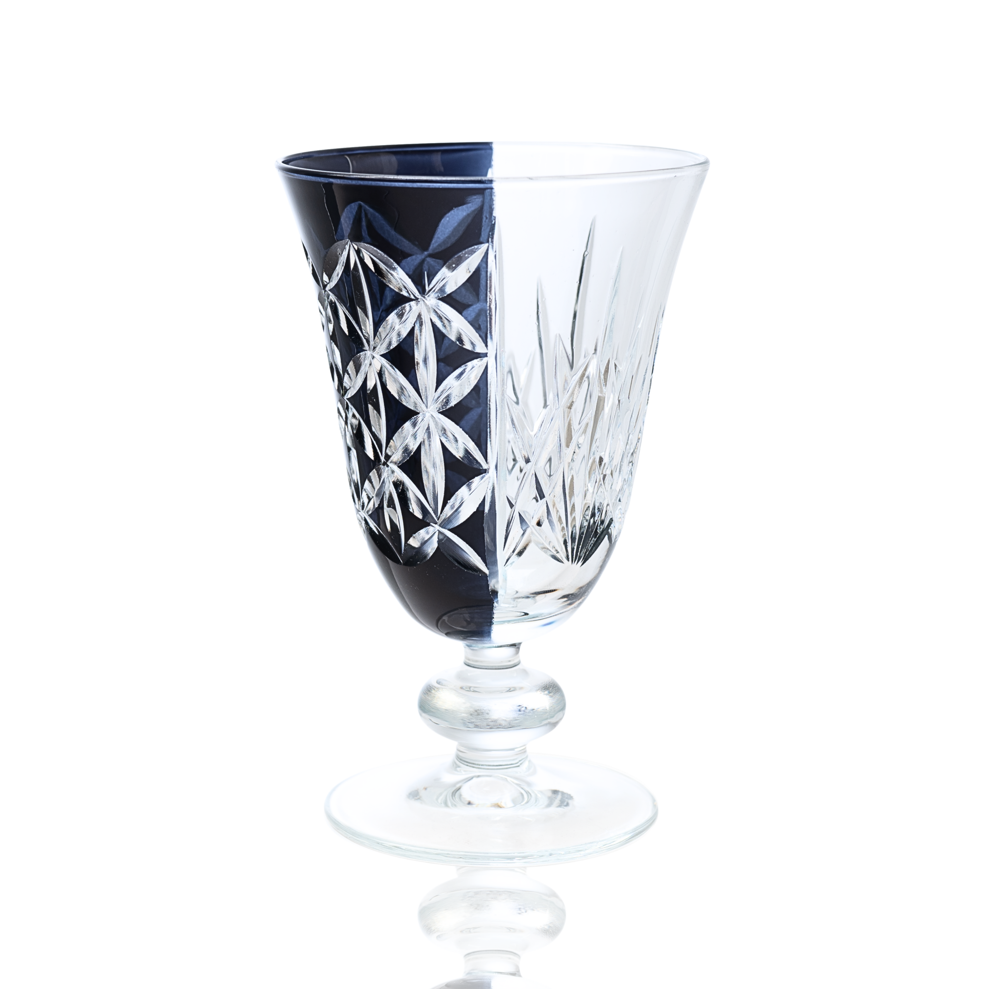 Elia Hybrid Cut Crystal Wine Goblet - Set Of 2 - Margerie Crystal USA
