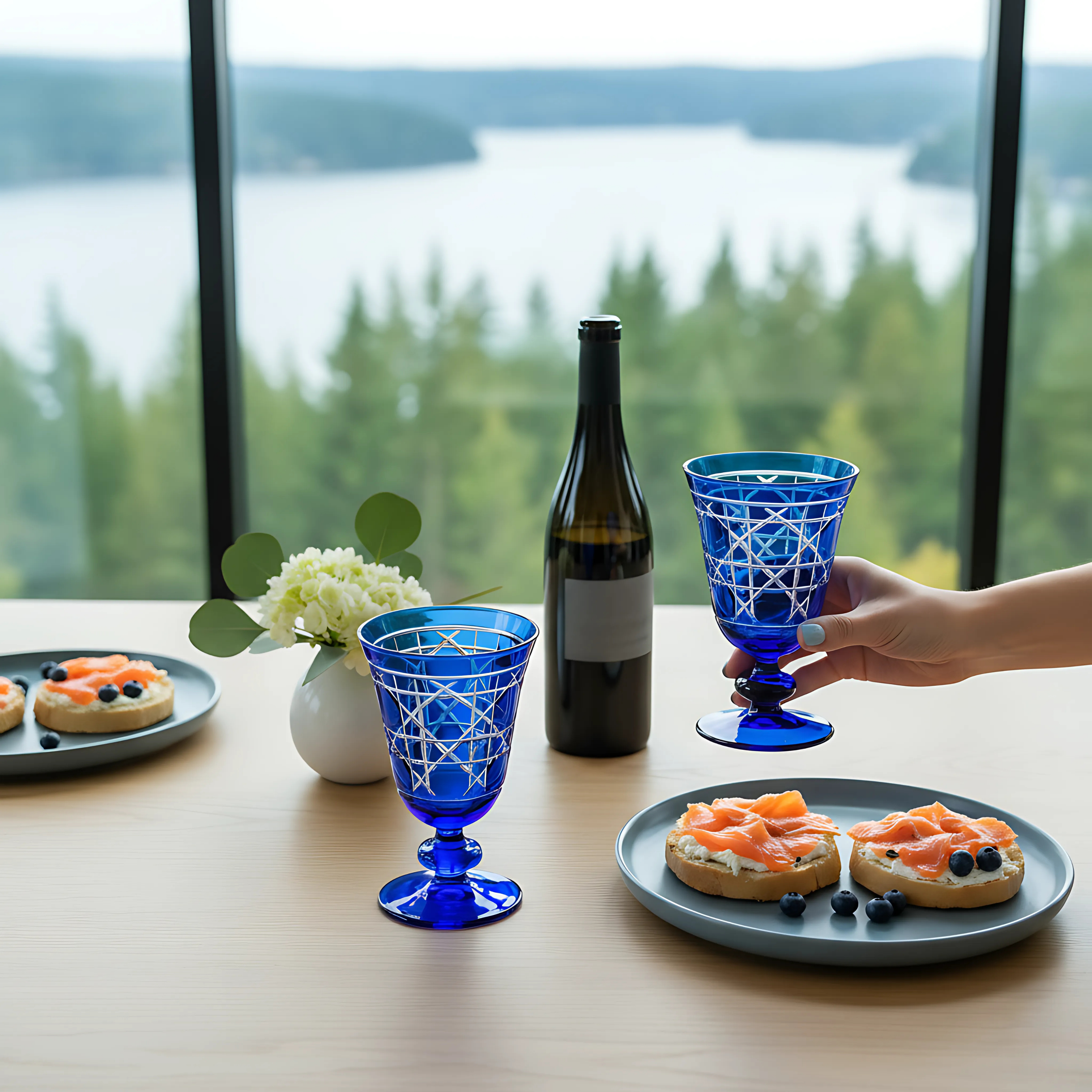 Gloria Cut Crystal Wine Goblet - Set Of 2 - Margerie Crystal USA