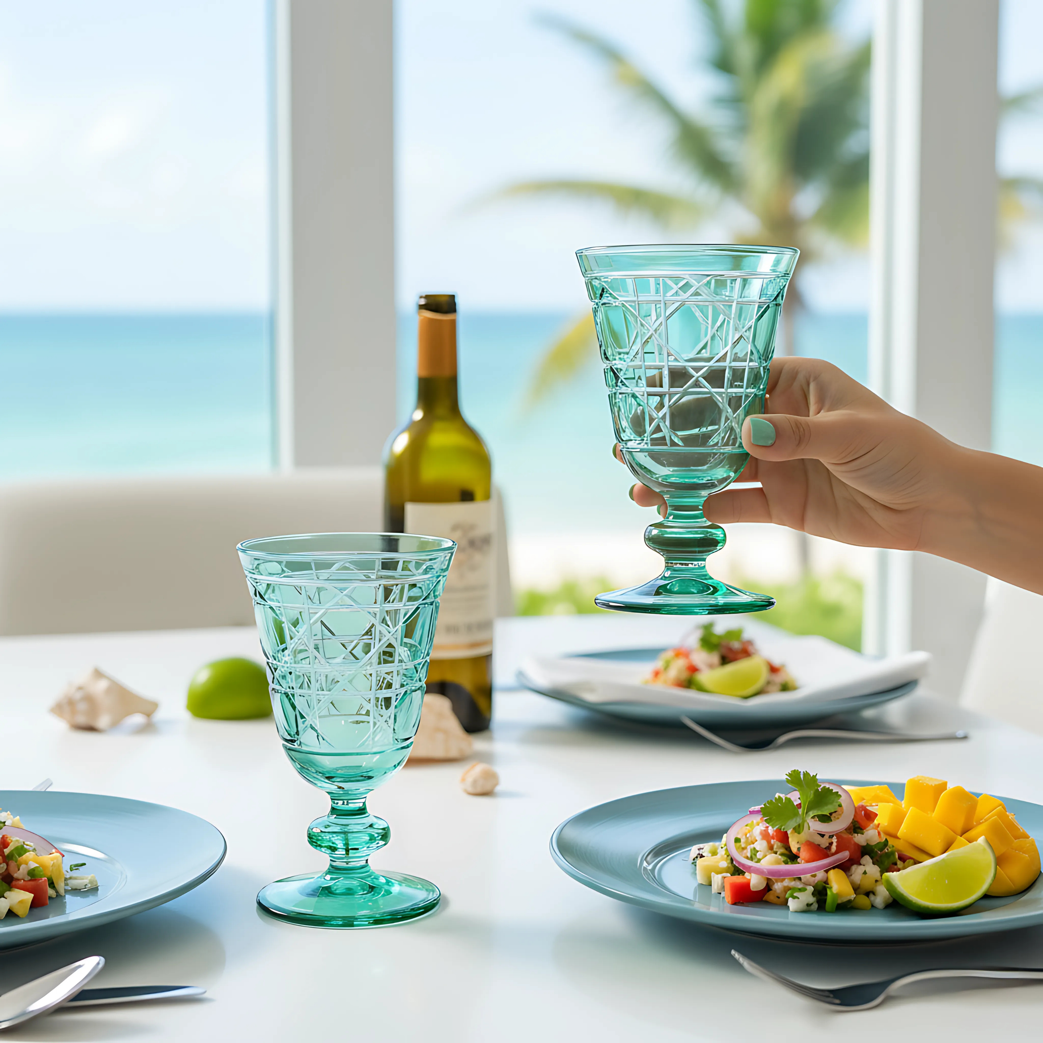 Gloria Cut Crystal Wine Goblet - Set Of 2 - Margerie Crystal USA