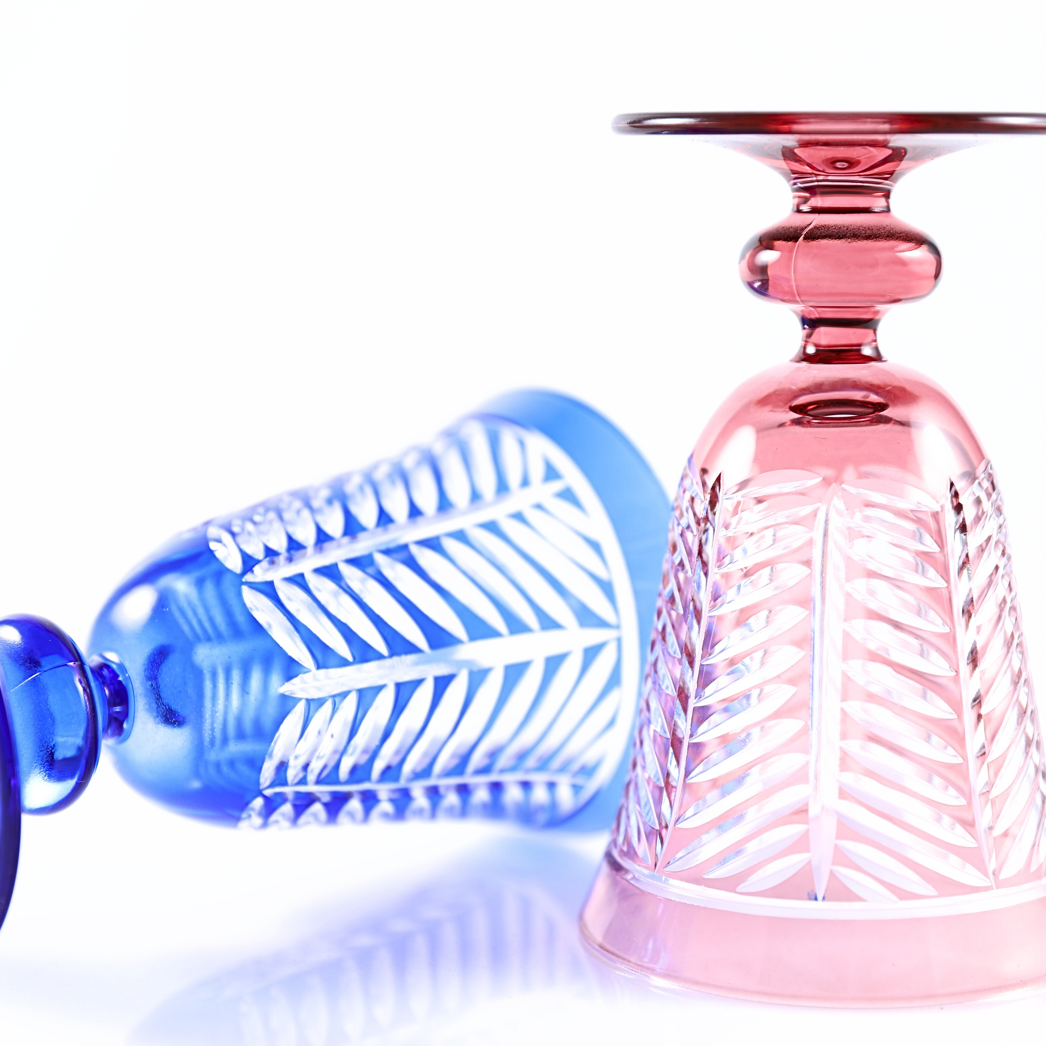 Lanza Cut Crystal Wine Goblet - Set Of 2 - Margerie Crystal USA