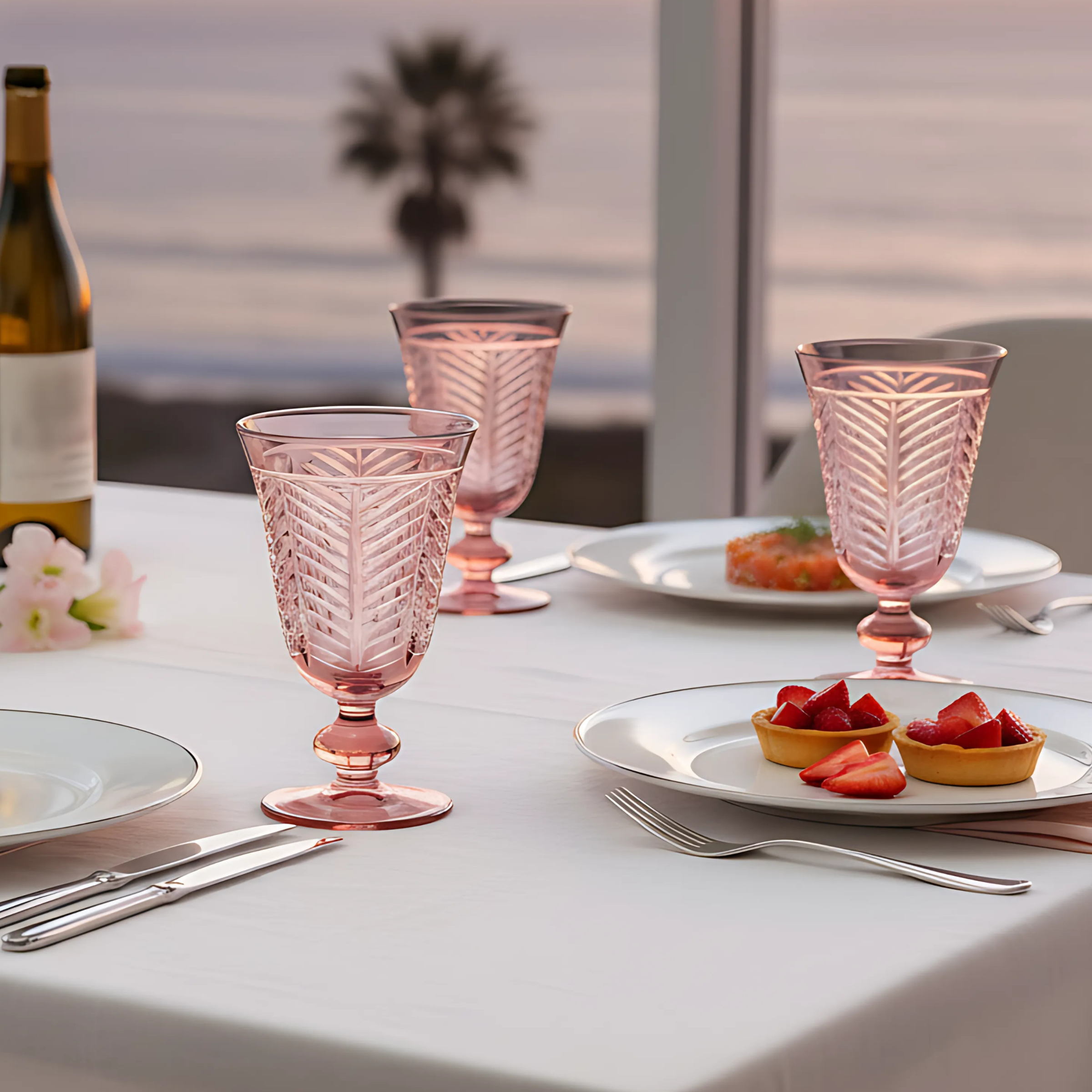 Lanza Cut Crystal Wine Goblet - Set Of 2 - Margerie Crystal USA