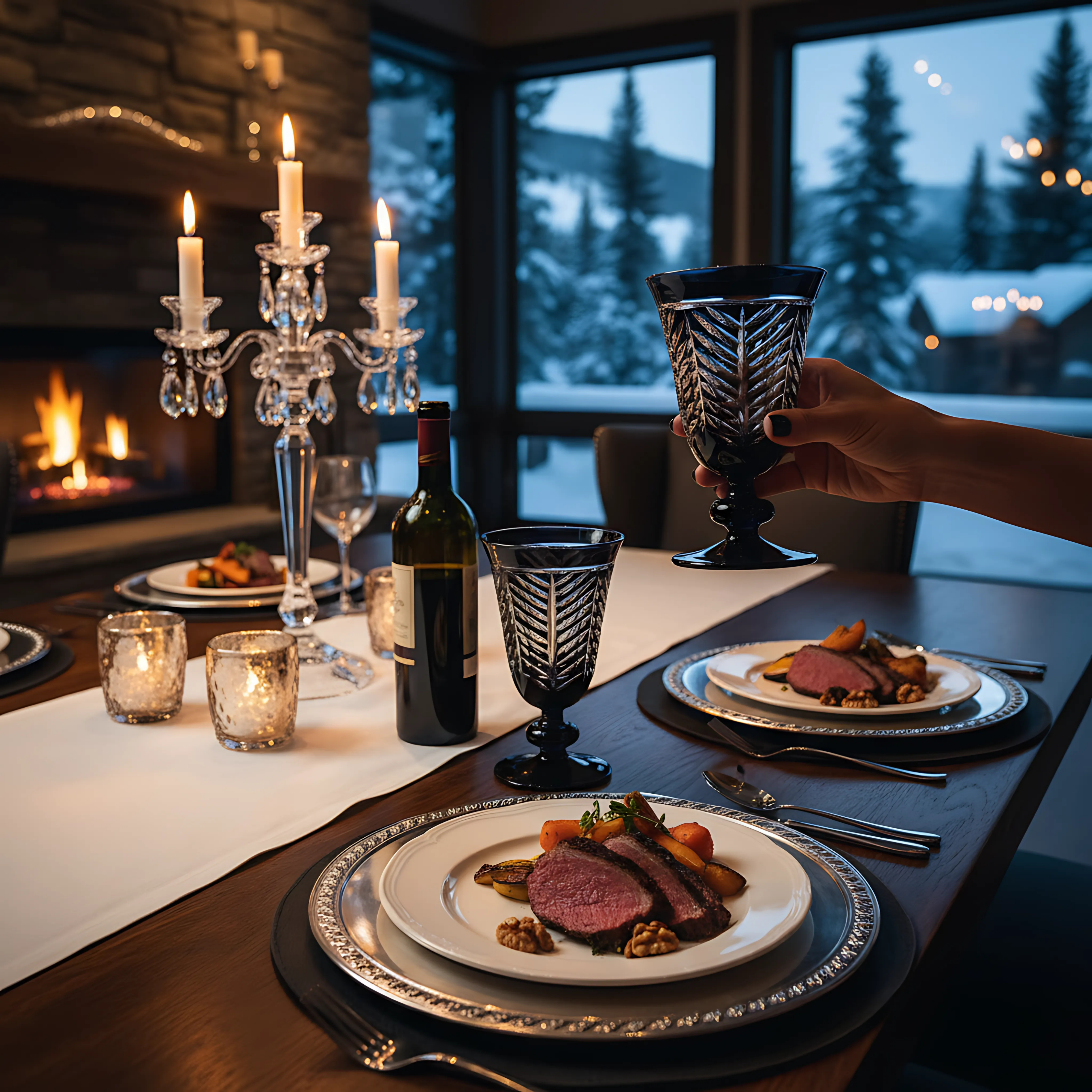 Lanza Cut Crystal Wine Goblet - Set Of 2 - Margerie Crystal USA