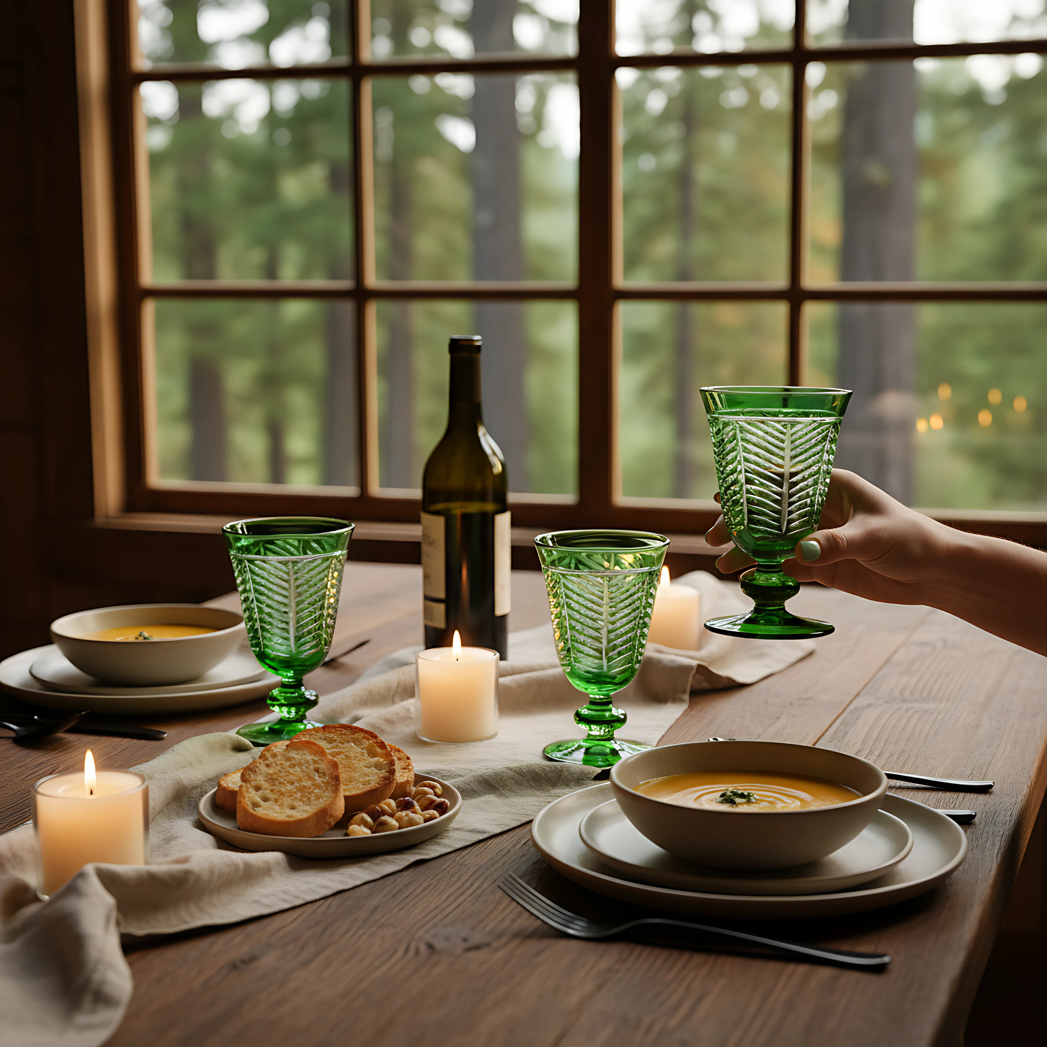 Lanza Cut Crystal Wine Goblet - Set Of 2 - Margerie Crystal USA