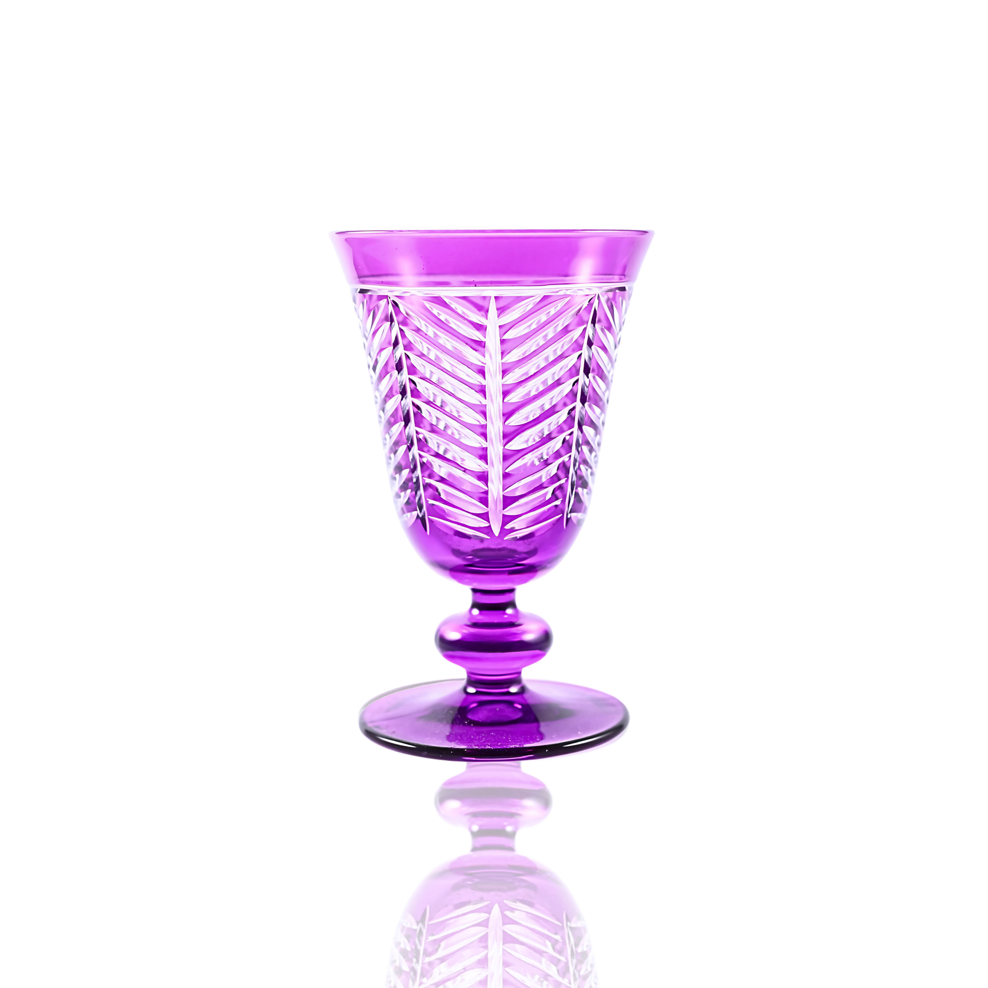 Lanza Cut Crystal Wine Goblet - Set Of 2 - Margerie Crystal USA