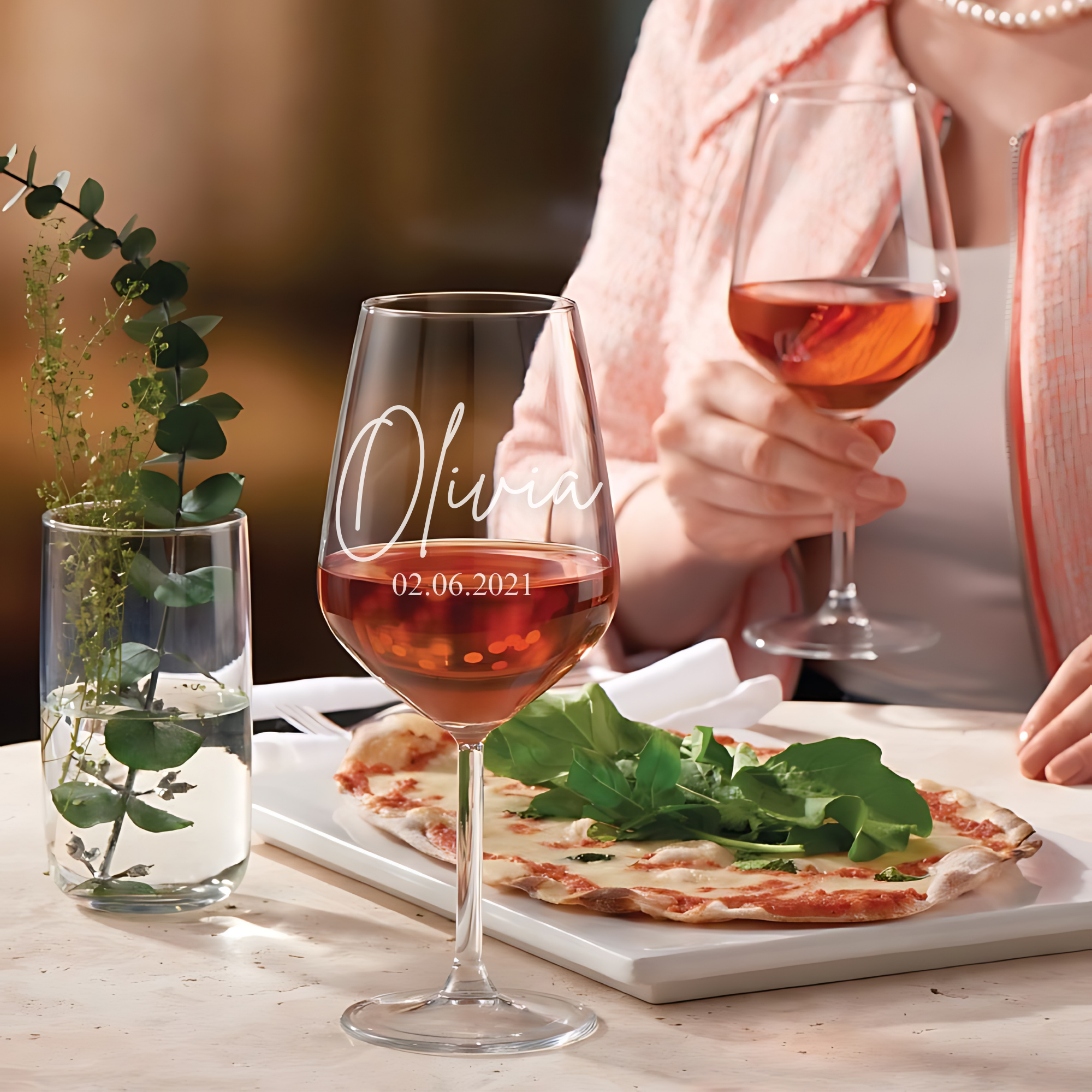 Personalized Wine Glasses - Set Of 2 - Margerie Crystal USA