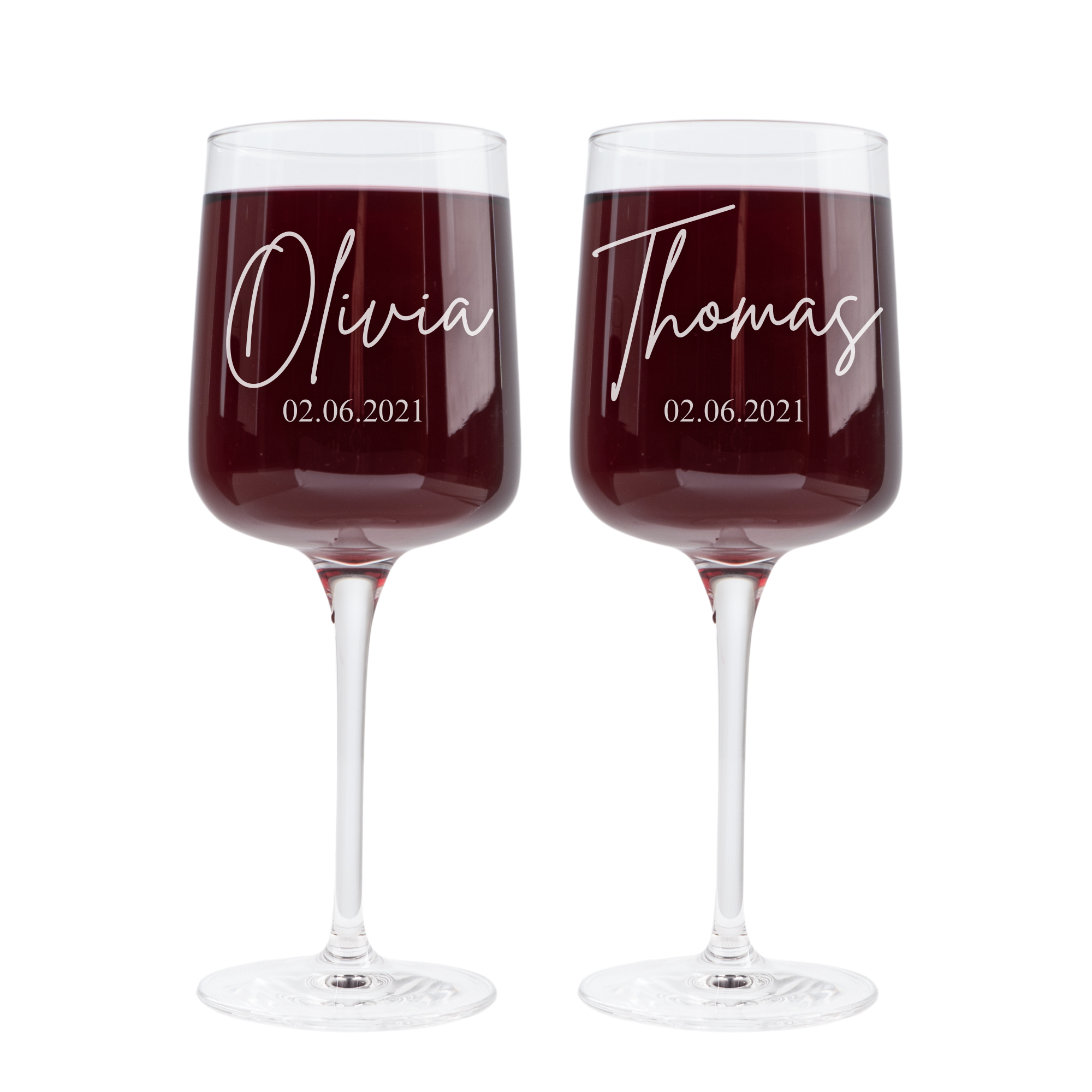 Personalized Wine Glasses - Set of 2 - Margerie Crystal USA