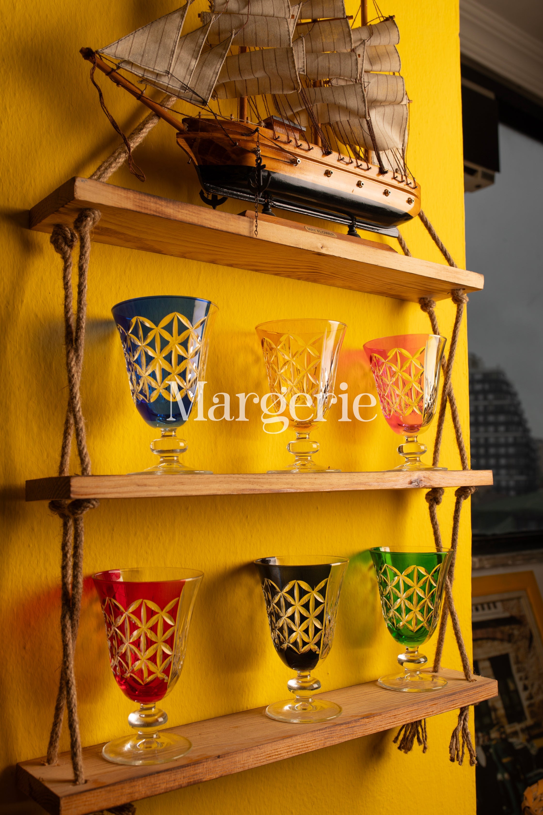 Elia Hybrid Cut Crystal Wine Goblet - Set Of 2 - Margerie Crystal USA