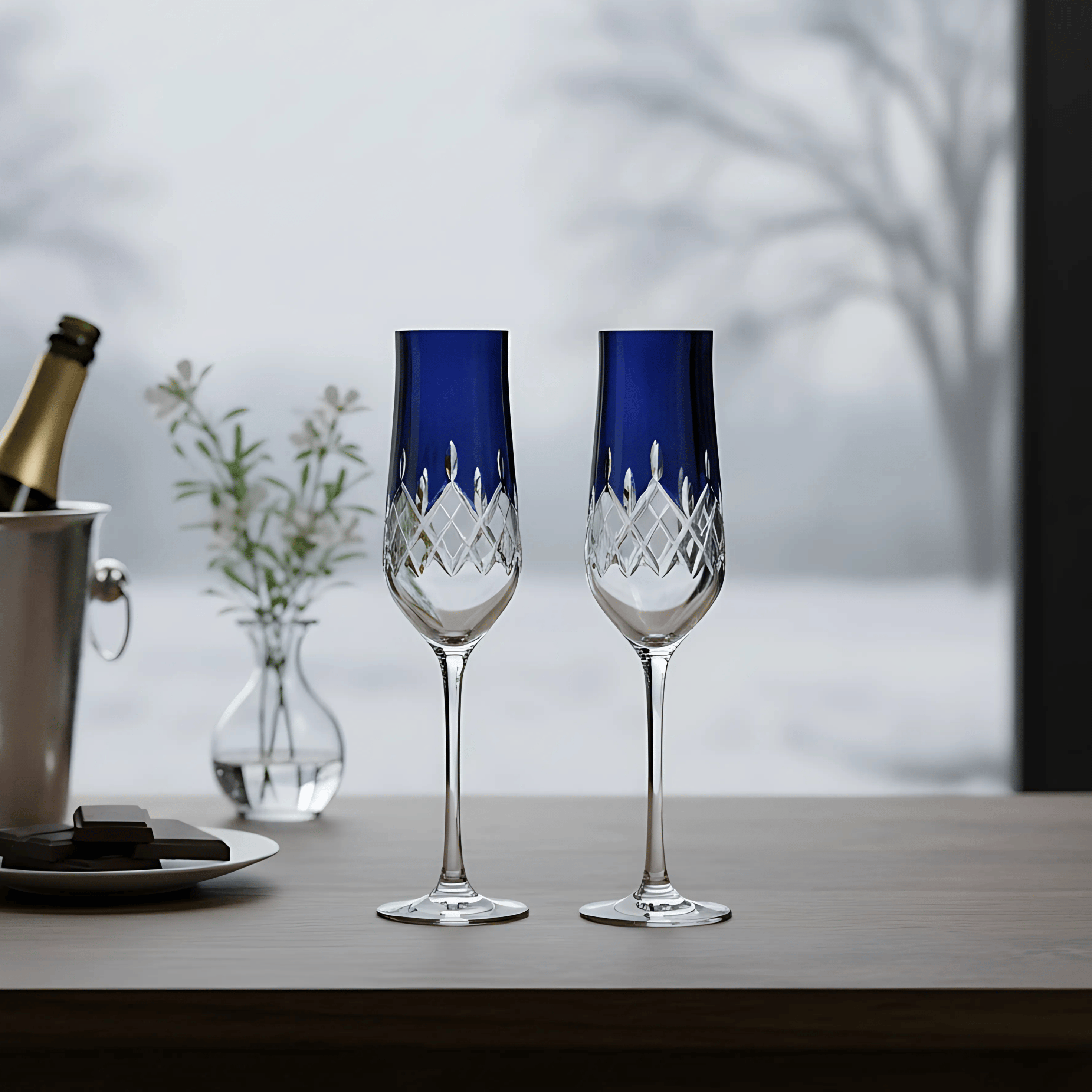 Aria Champagne Flute - Set Of 2 - Margerie Crystal USA