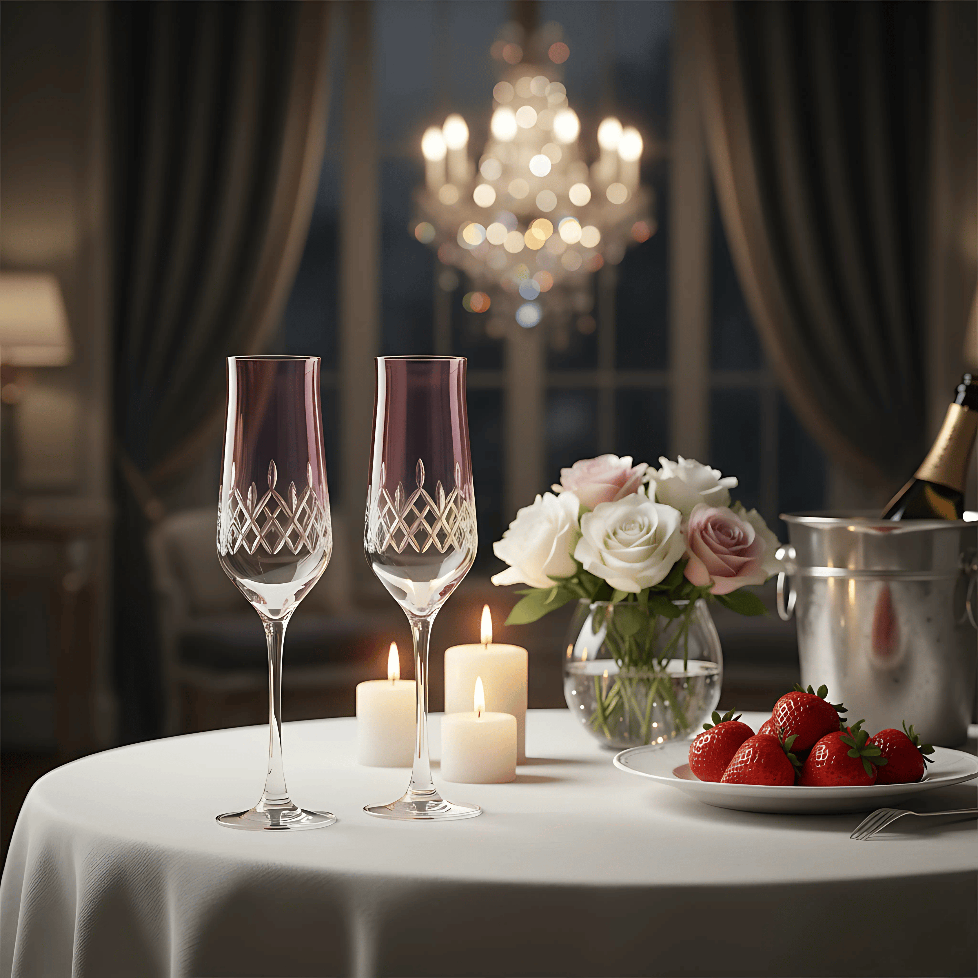 Aria Champagne Flute - Set Of 2 - Margerie Crystal USA