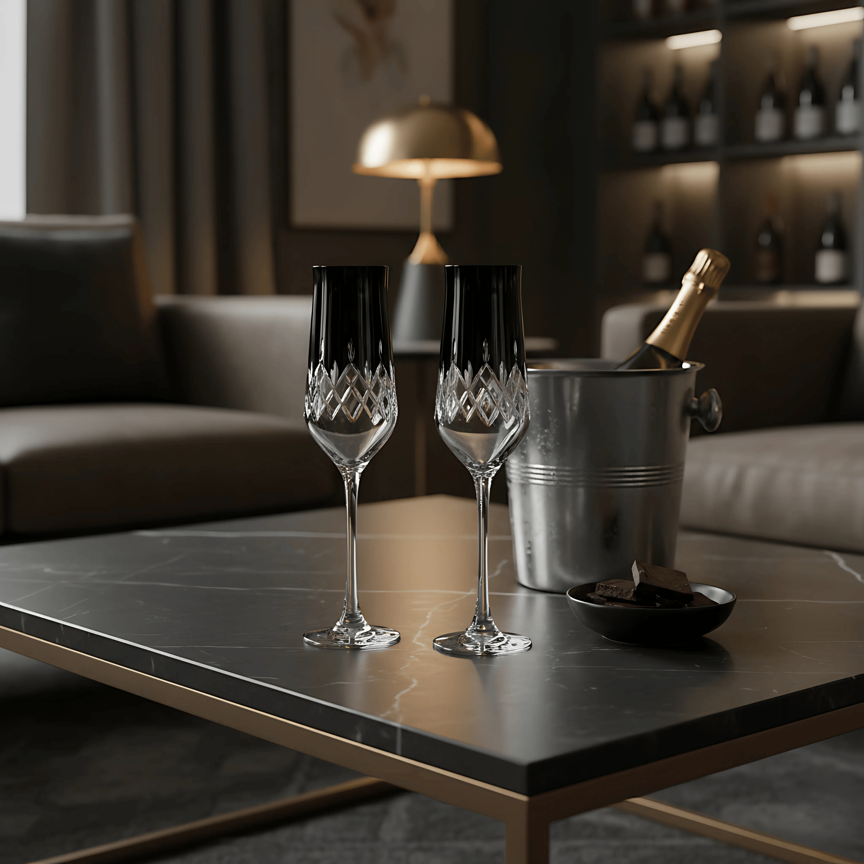 Aria Champagne Flute - Set Of 2 - Margerie Crystal USA