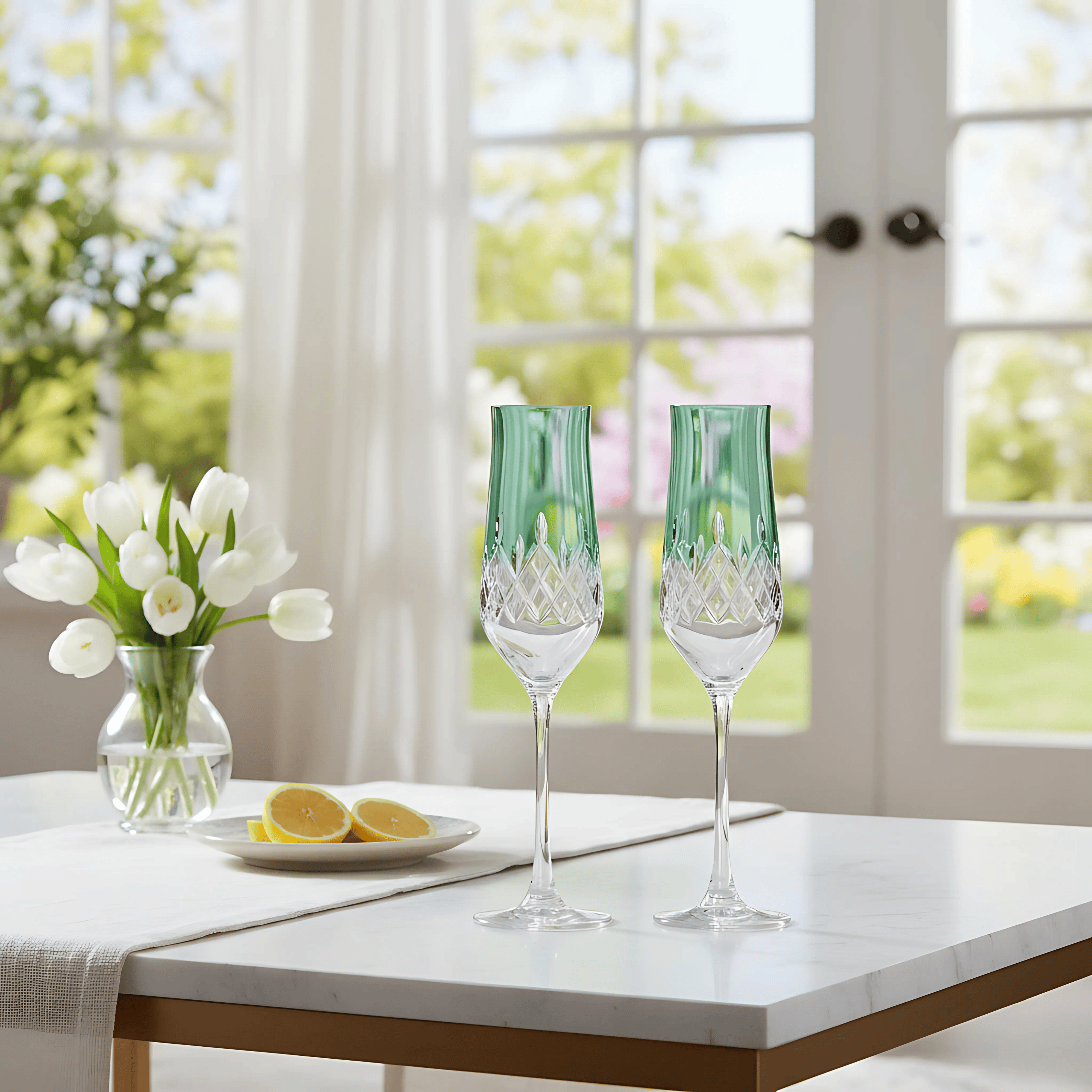 Aria Champagne Flute - Set Of 2 - Margerie Crystal USA