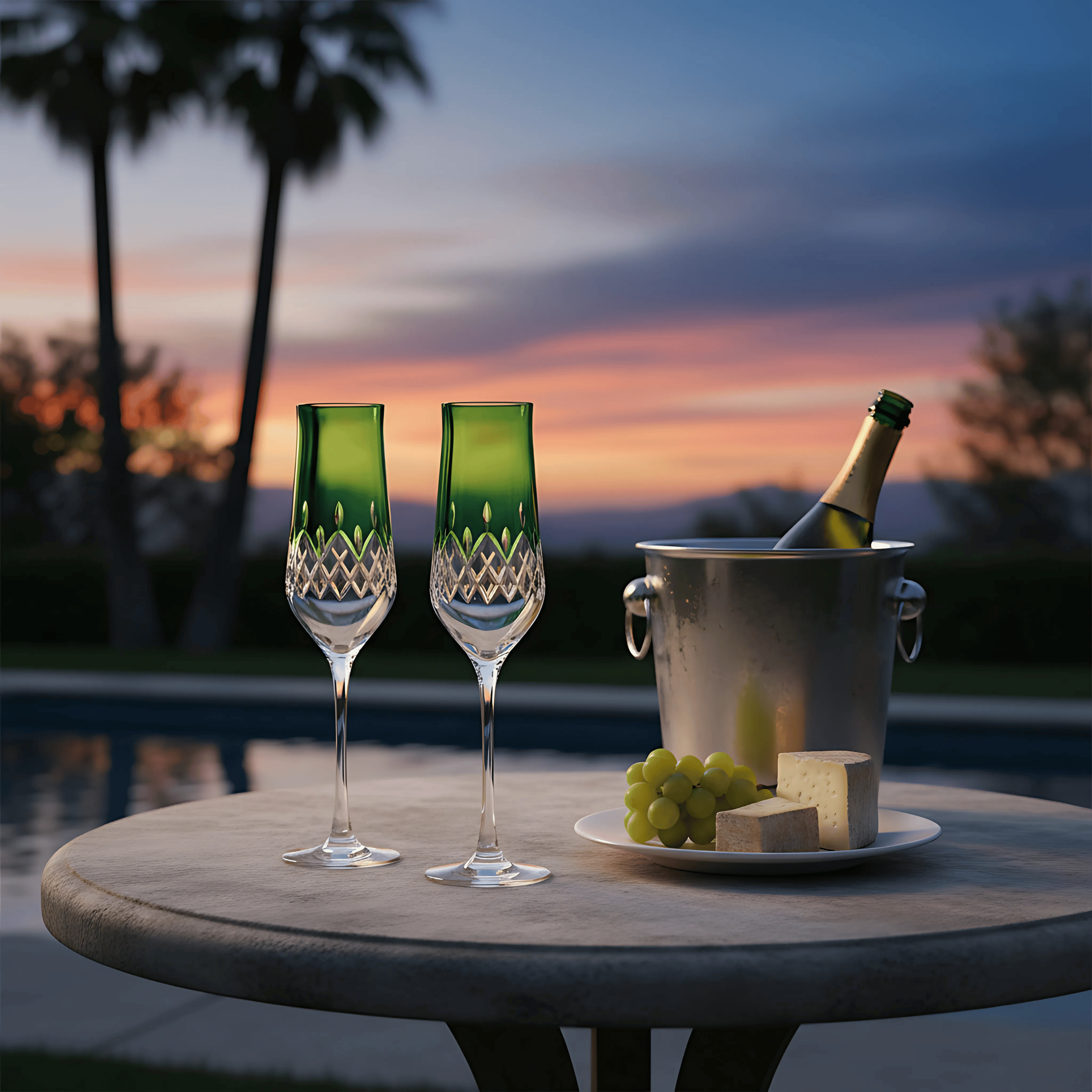 Aria Champagne Flute - Set Of 2 - Margerie Crystal USA