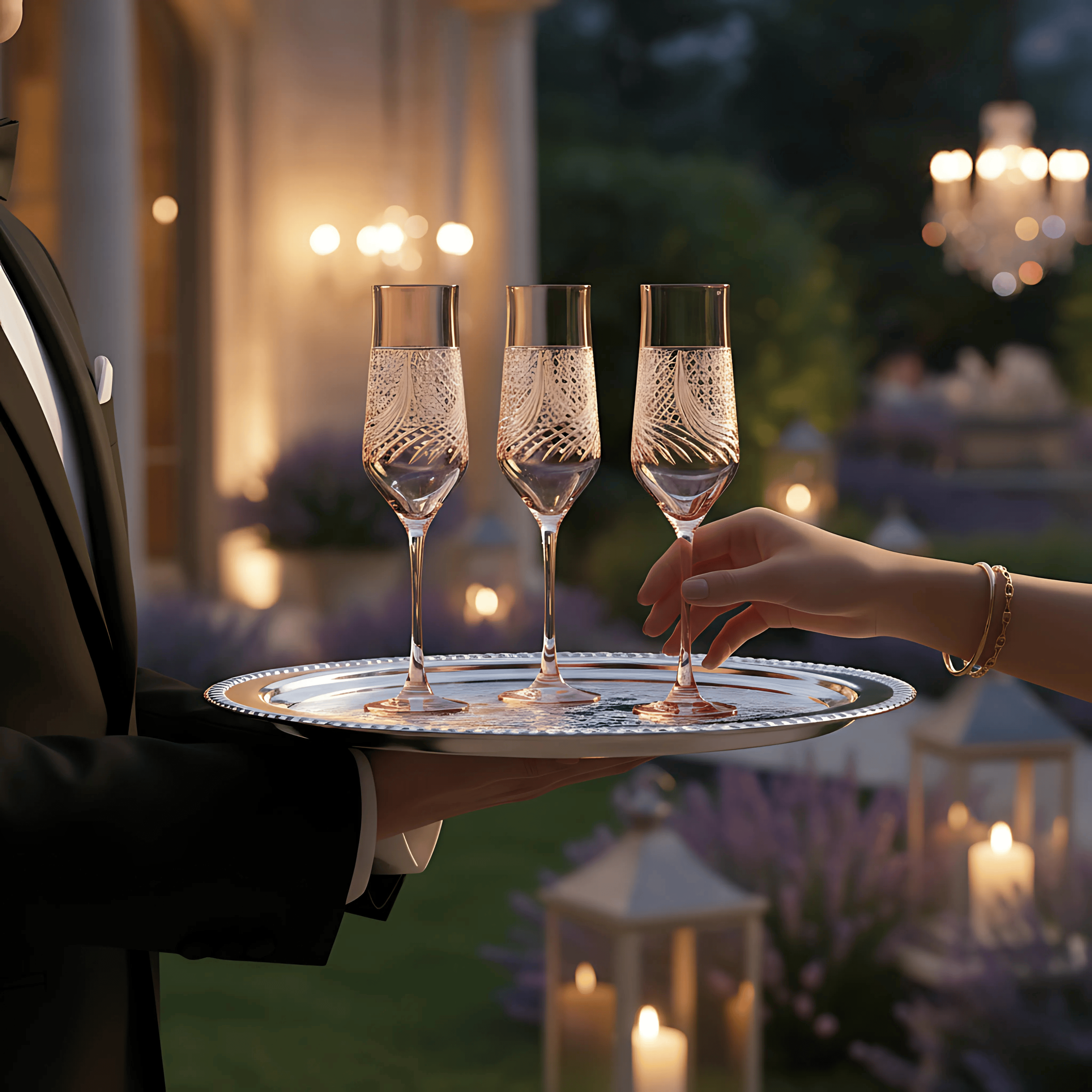 Aurora Champagne Flute - Set Of 2 - Margerie Crystal USA