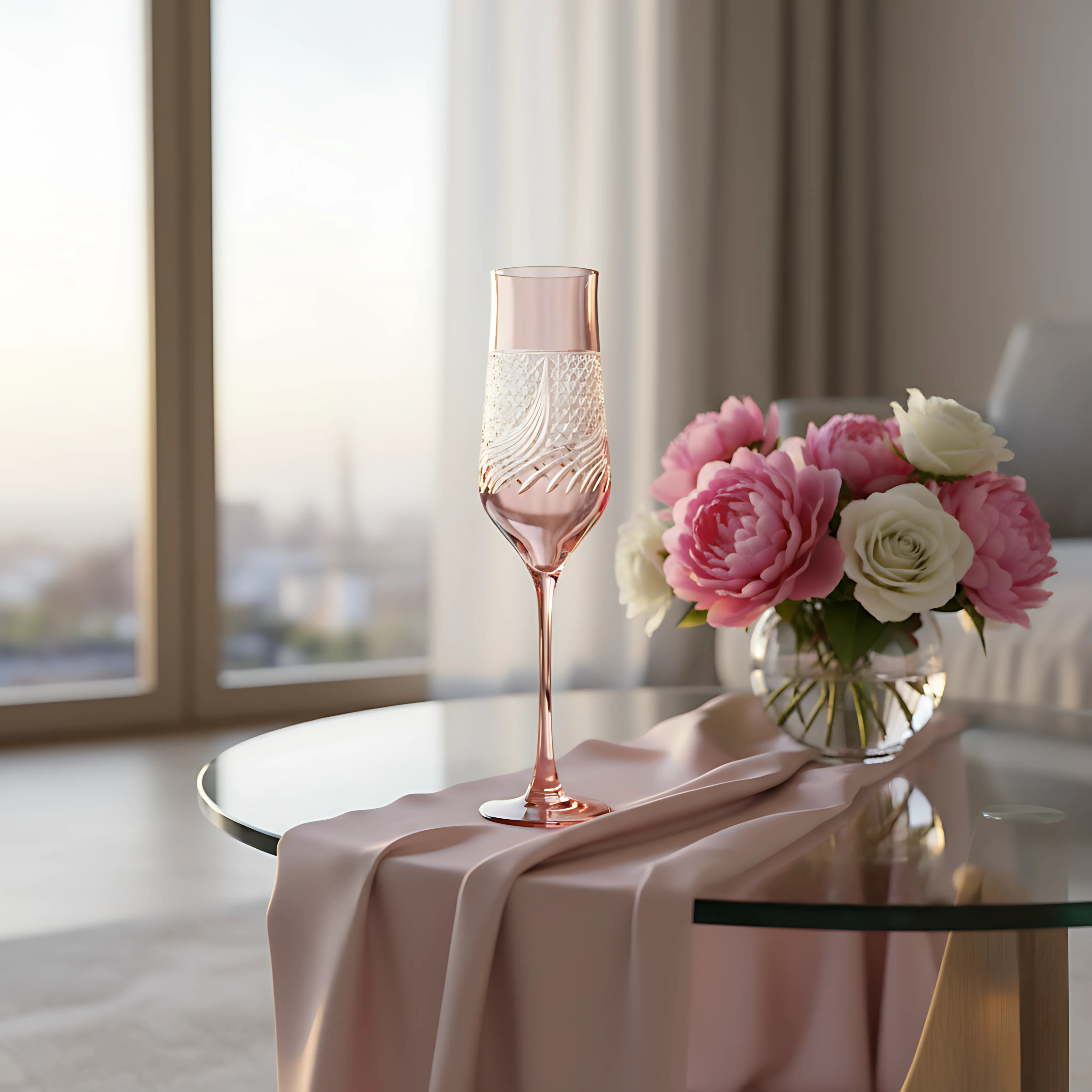 Aurora Champagne Flute - Set Of 2 - Margerie Crystal USA