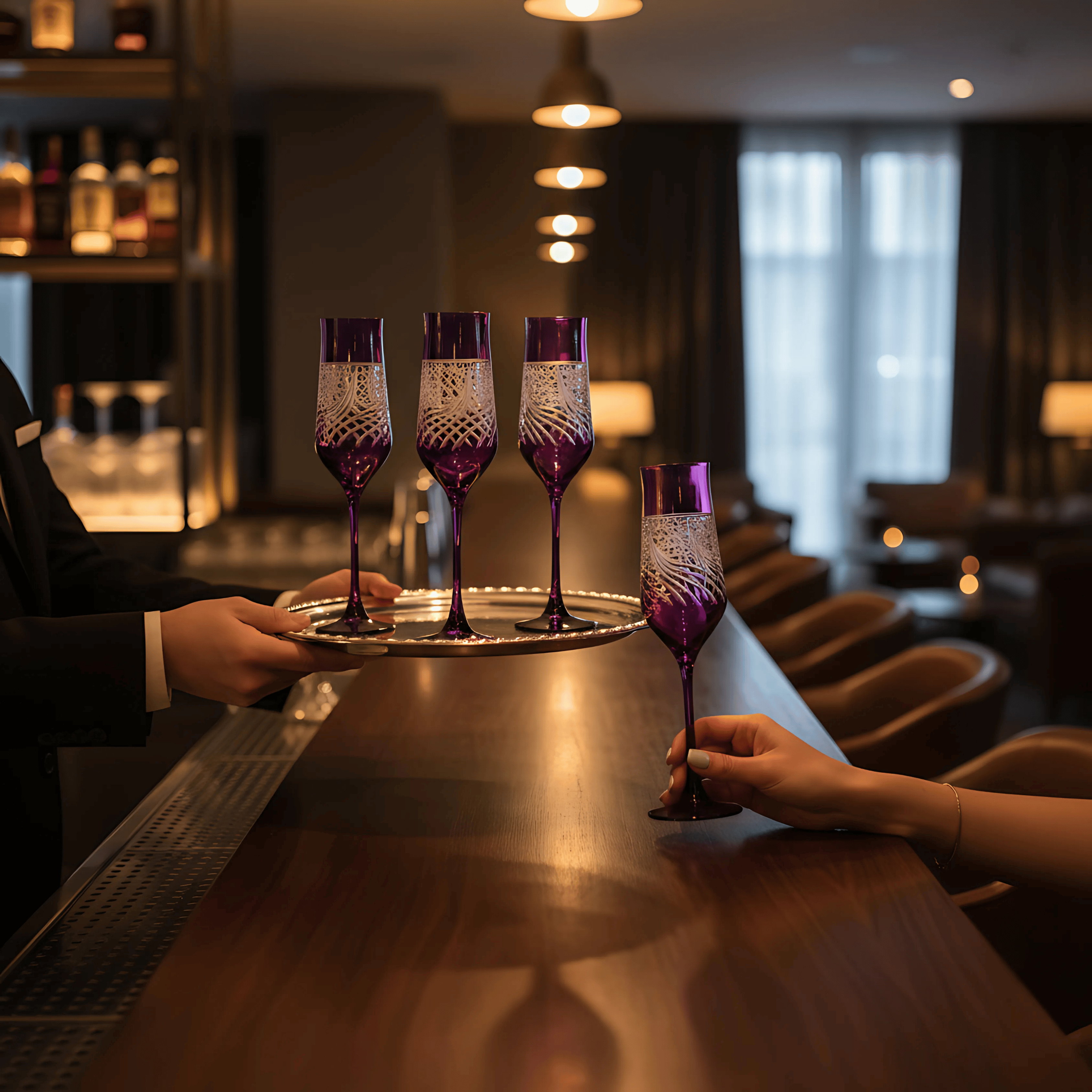 Aurora Champagne Flute - Set Of 2 - Margerie Crystal USA