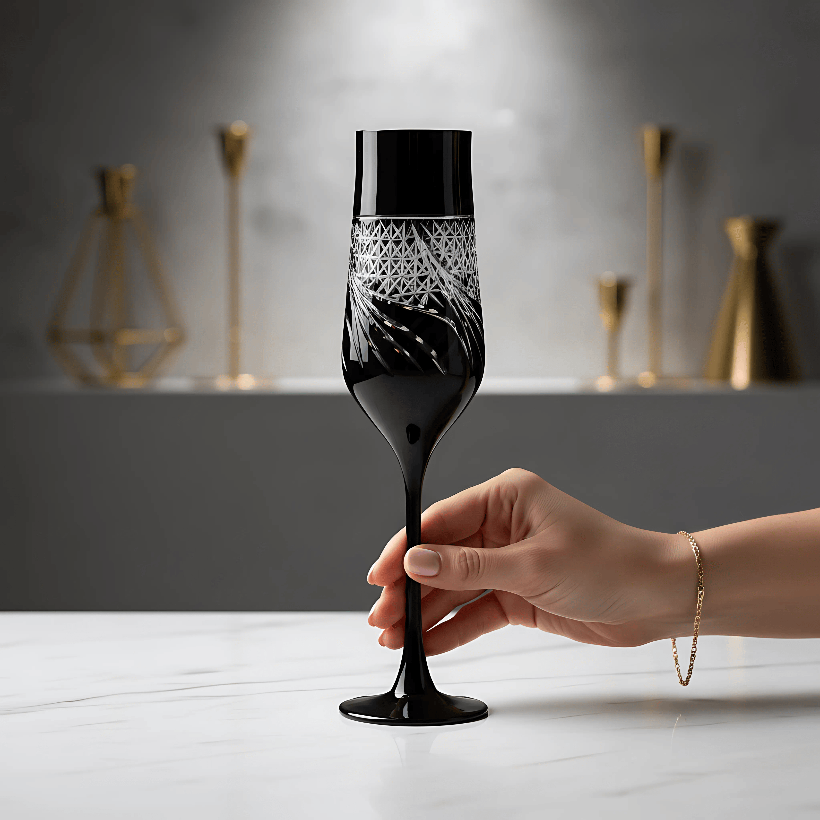 Aurora Champagne Flute - Set Of 2 - Margerie Crystal USA