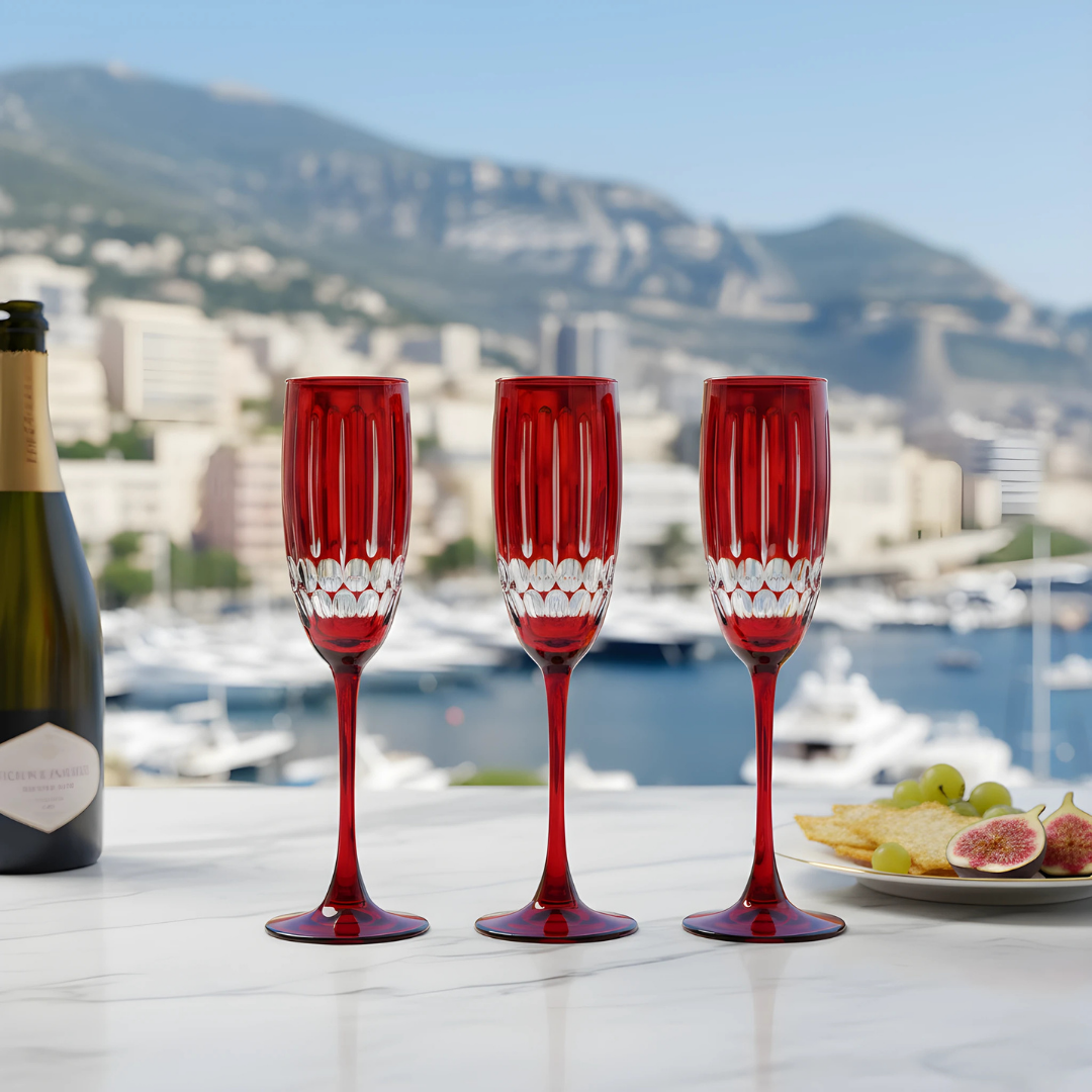 Mayfair Cut Crystal Champagne Flutes - Set Of 2 - Margerie Crystal USA