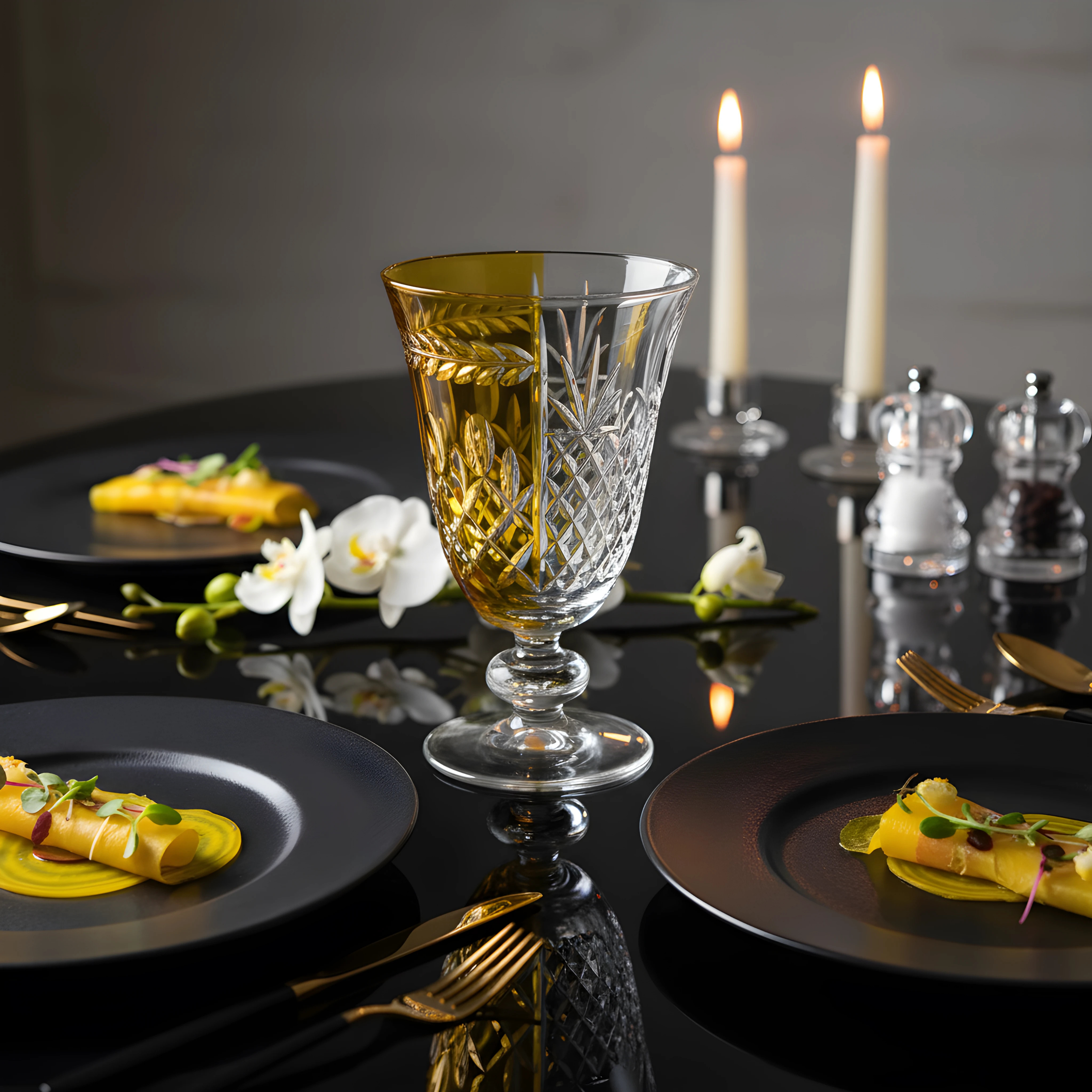 Aurel Hybrid Cut Crystal Wine Goblet - Set Of 2 - Margerie Crystal USA