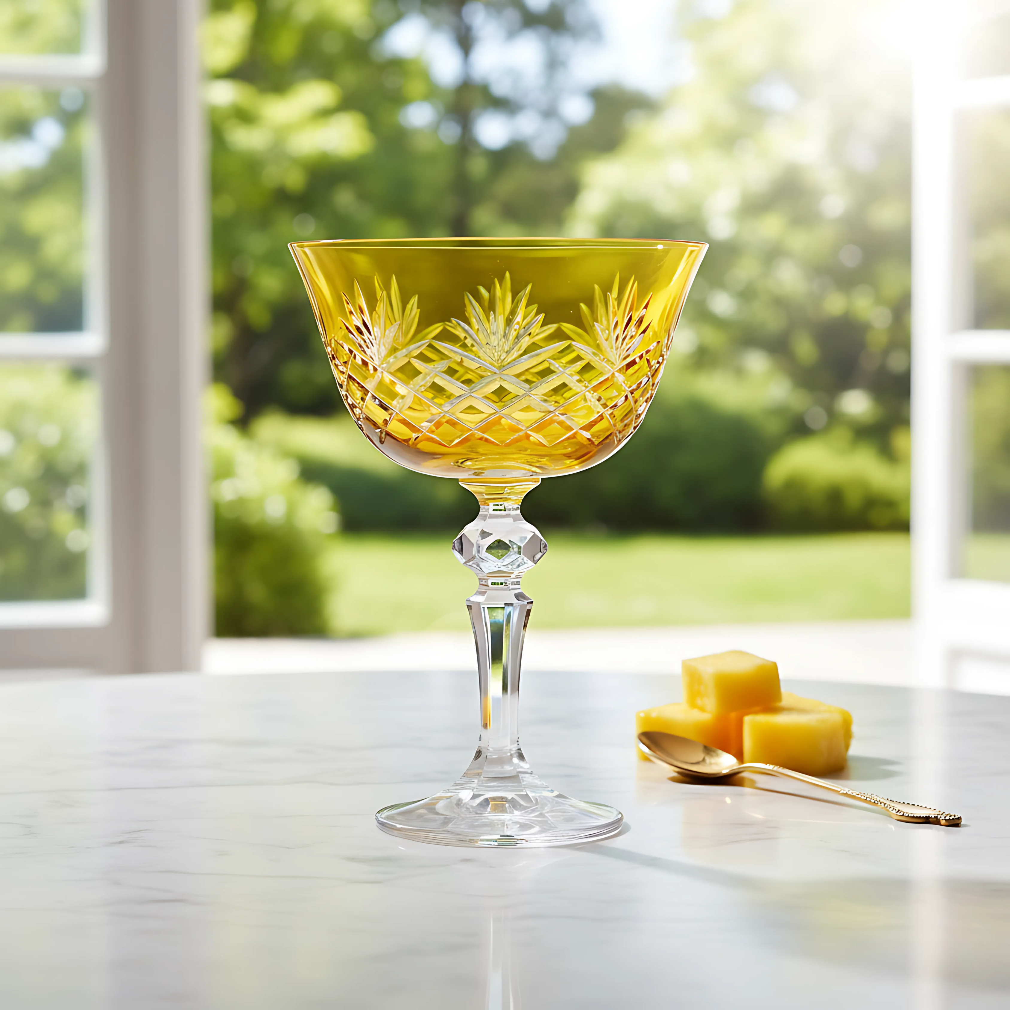 Ara Cut Crystal Champagne Coupe Glasses - Set Of 2 - Margerie Crystal USA