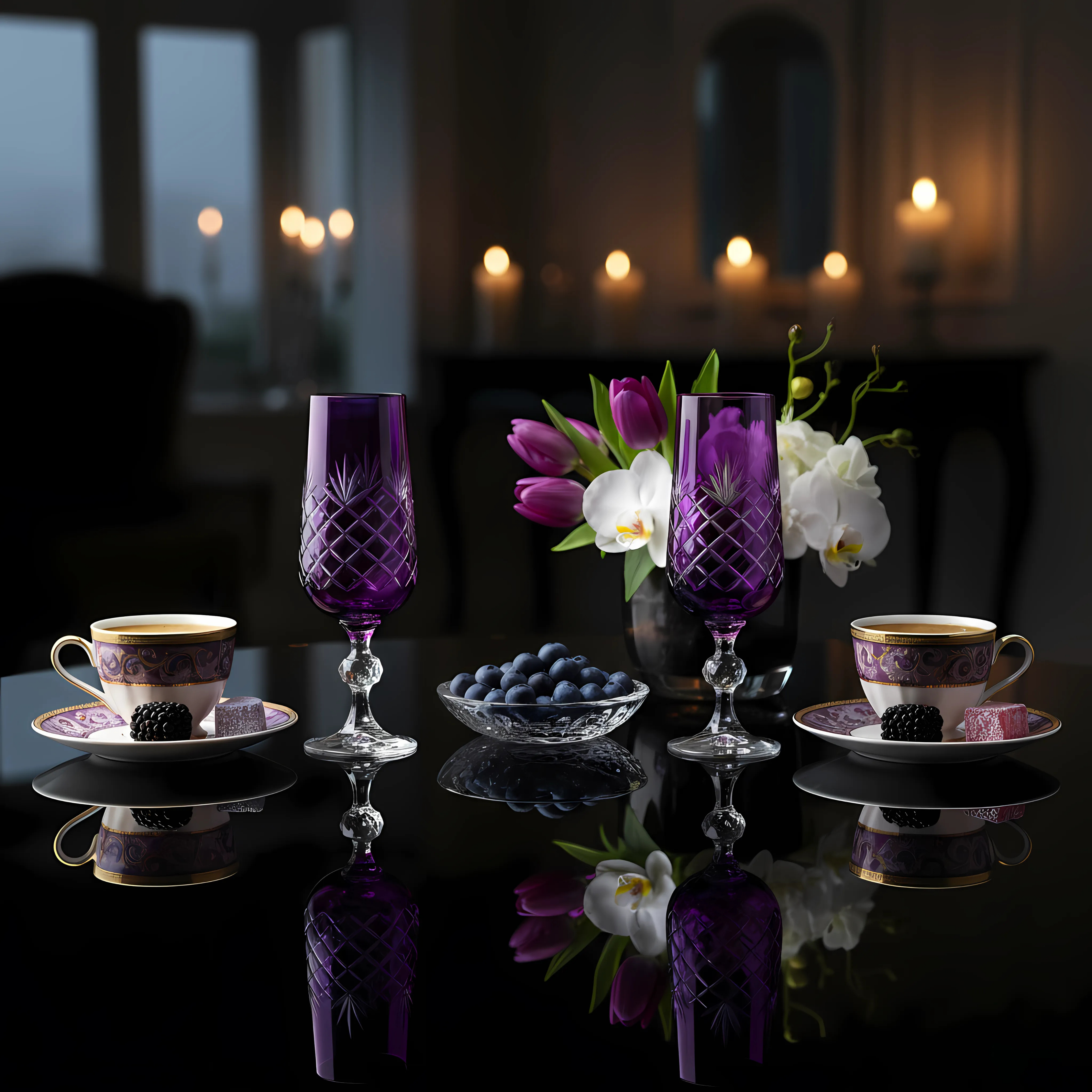 Ara Cut Crystal Champagne Flutes - Set Of 2 - Margerie Crystal USA