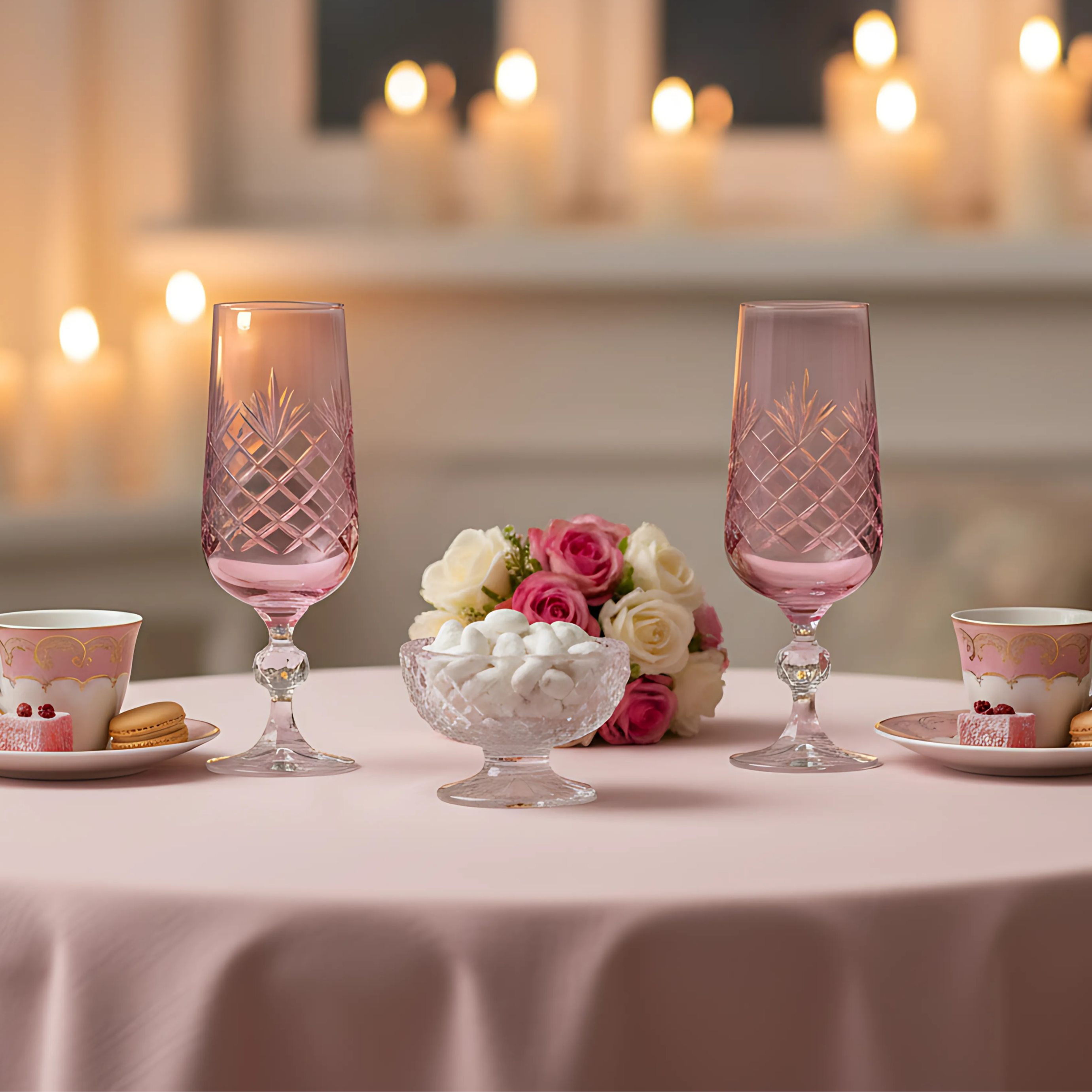 Ara Cut Crystal Champagne Flutes - Set Of 2 - Margerie Crystal USA