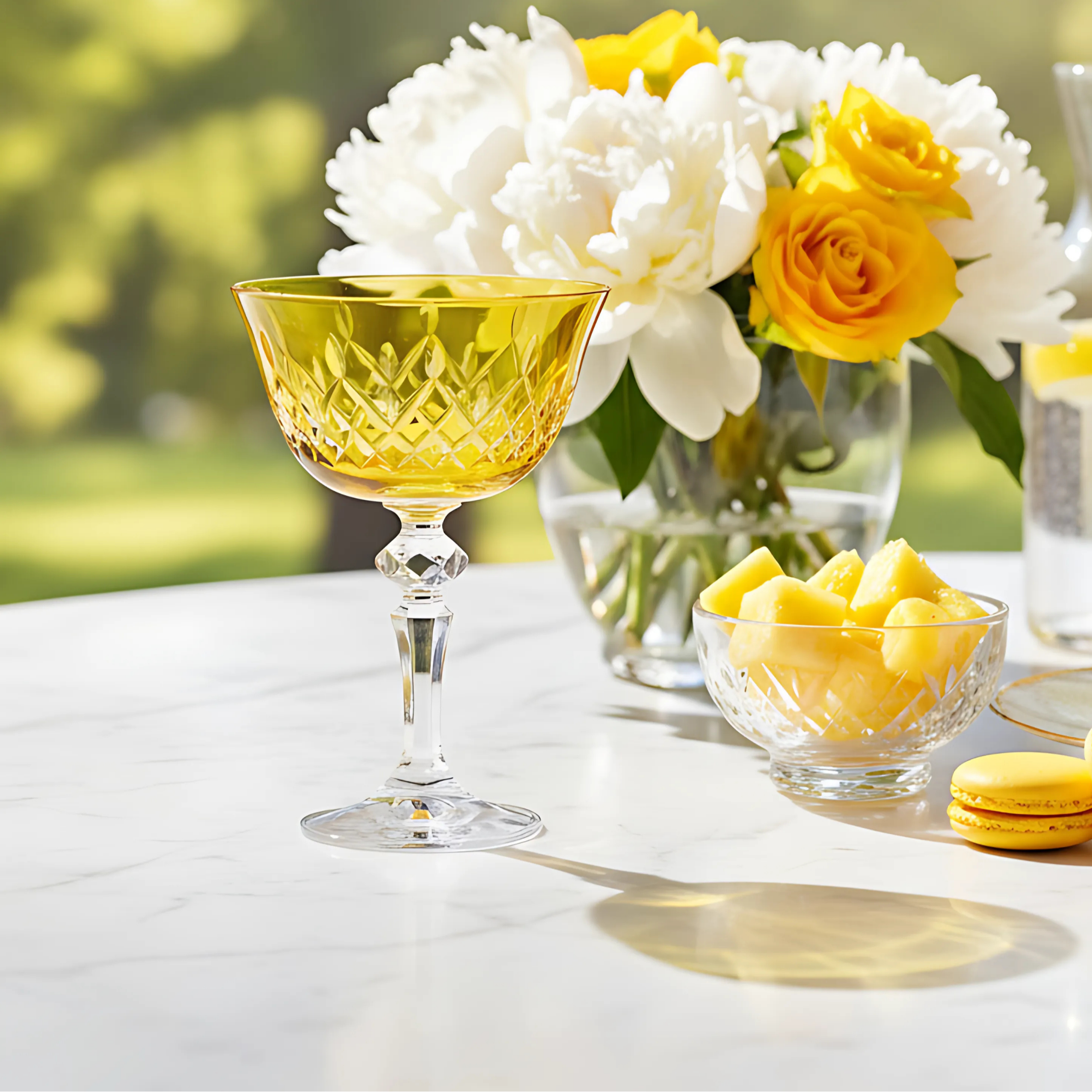 Aria Cut Crystal Champagne Coupe Glasses - Set Of 2 - Margerie Crystal USA